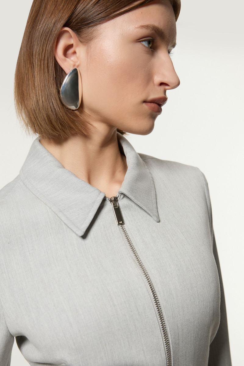 KAREN MILLEN Technical Crepe Tailored Metal Zipp Detail High Low Midi Dress outlook