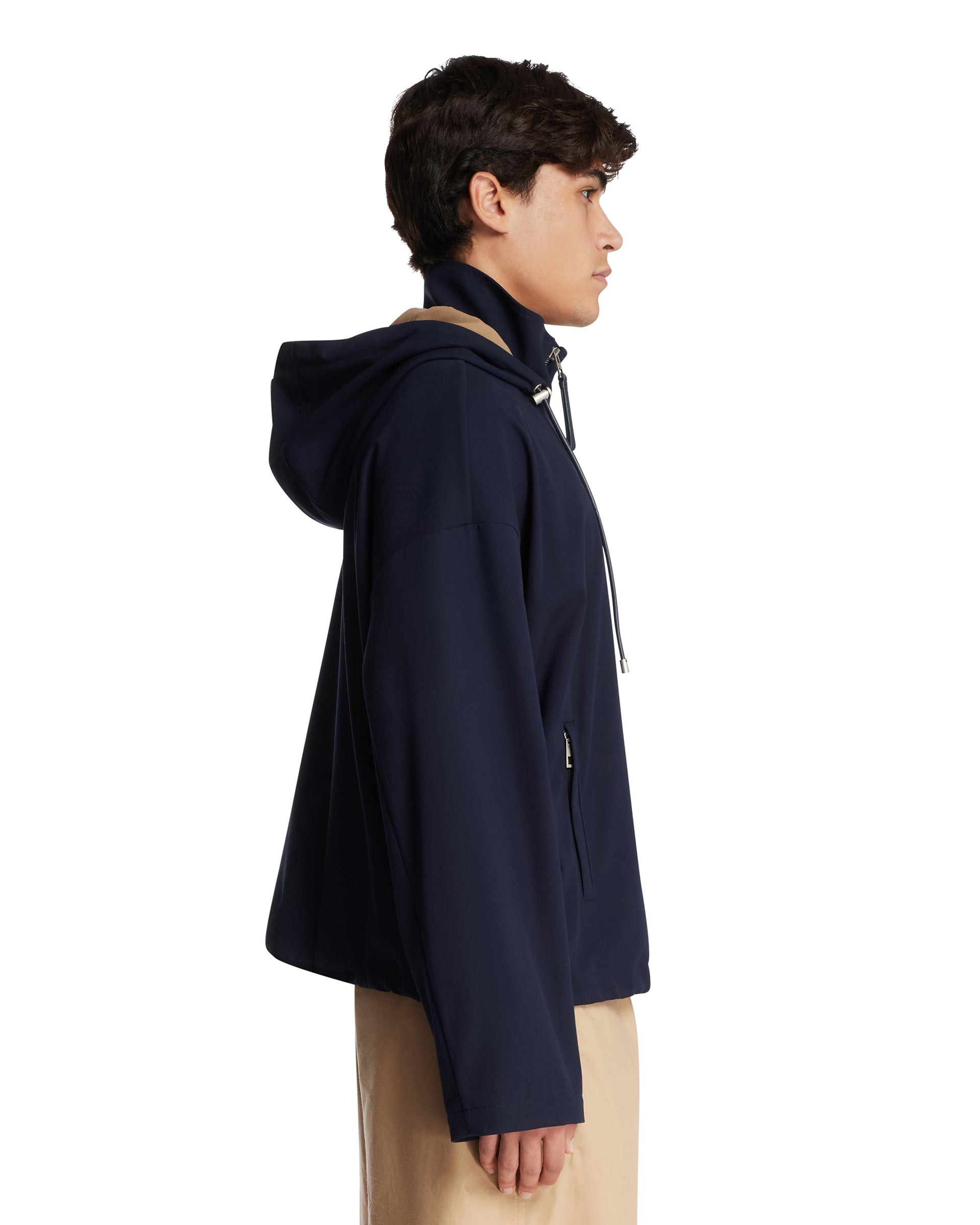 Blue Cotton Hoodie Jacket - 5