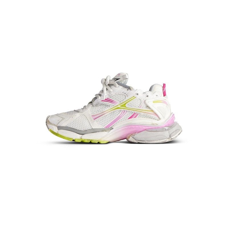 BALENCIAGA Women's Runner Gradient Sneaker  in White/pink/grey/neon Yellow outlook
