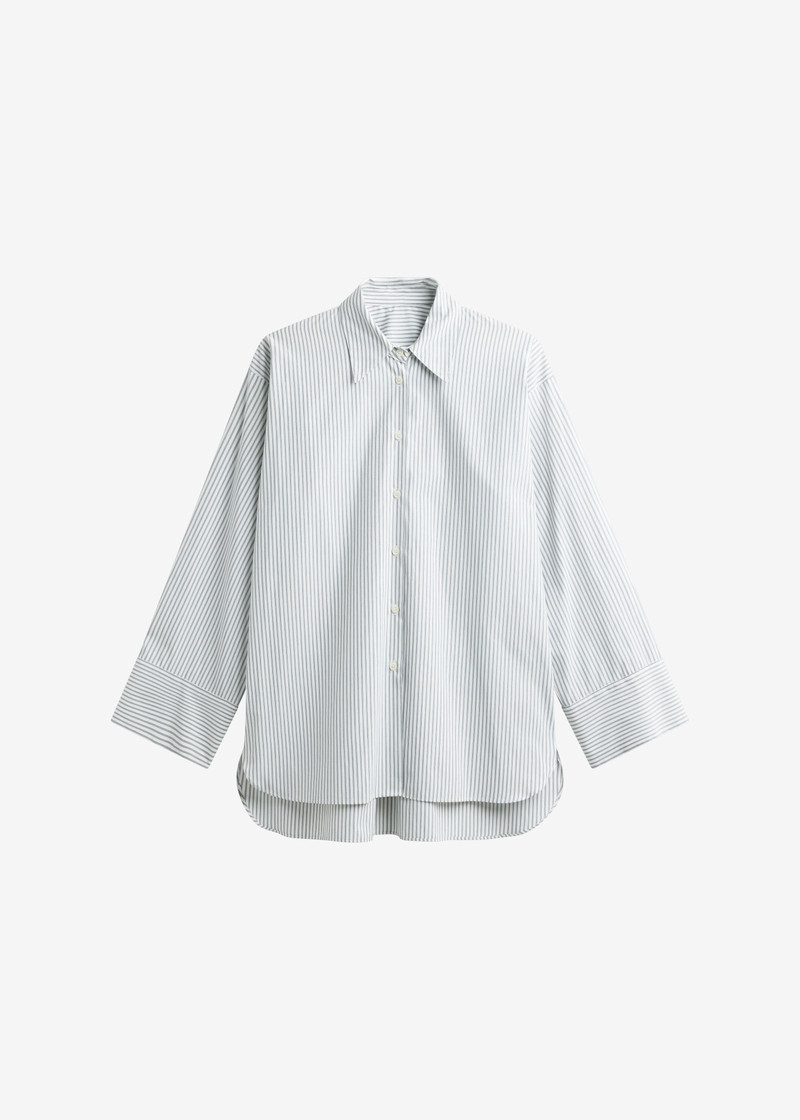 Menton Oversized Shirt - White/Blue Stripe 1