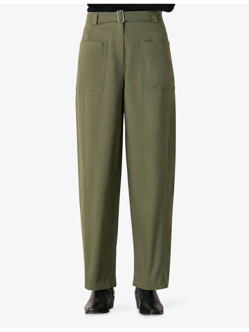 Belted Barrel-Leg High-Rise Cotton Trousers 3