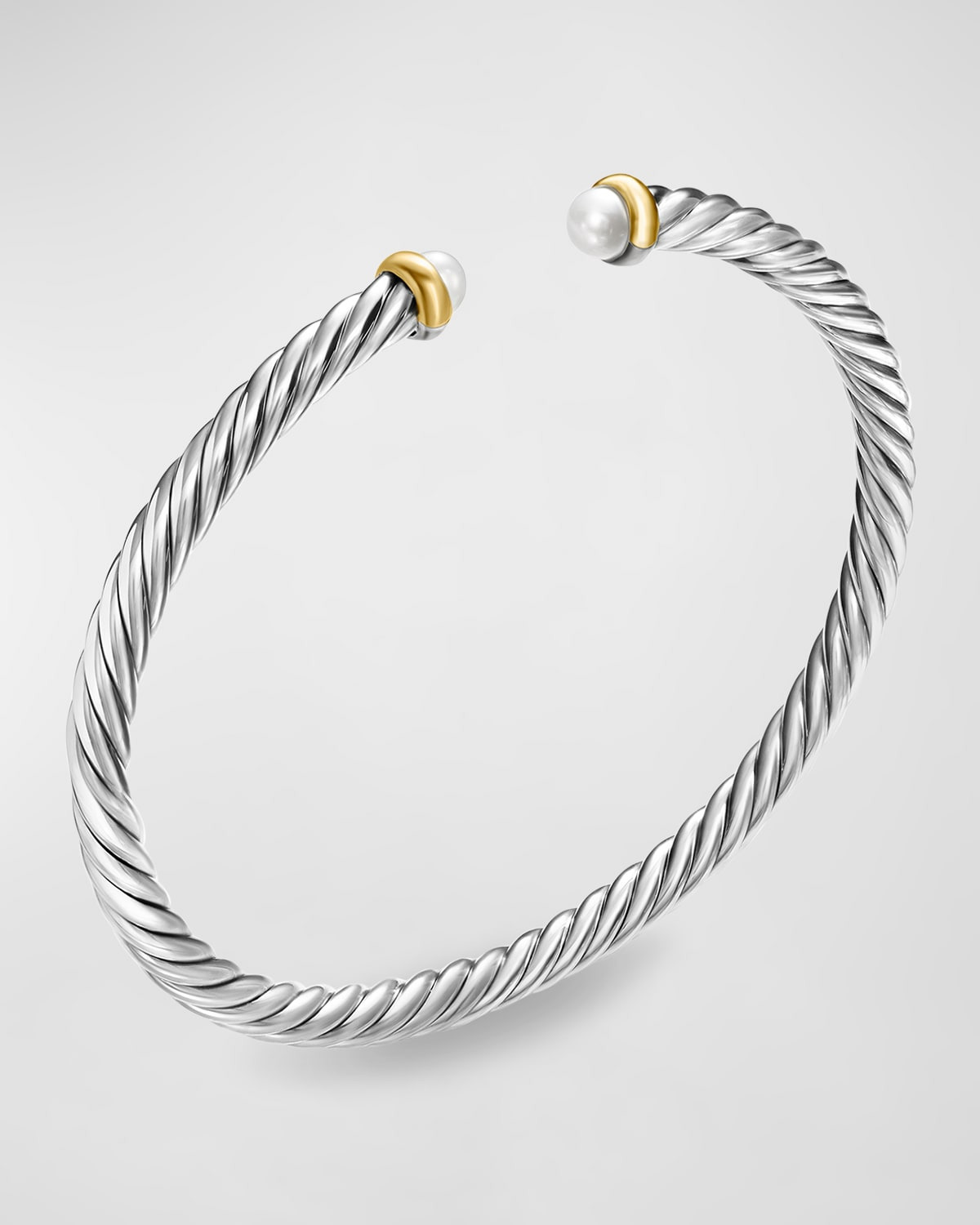 Cable Flex Bracelet with Gemstone in Silver and 14K Gold - 3