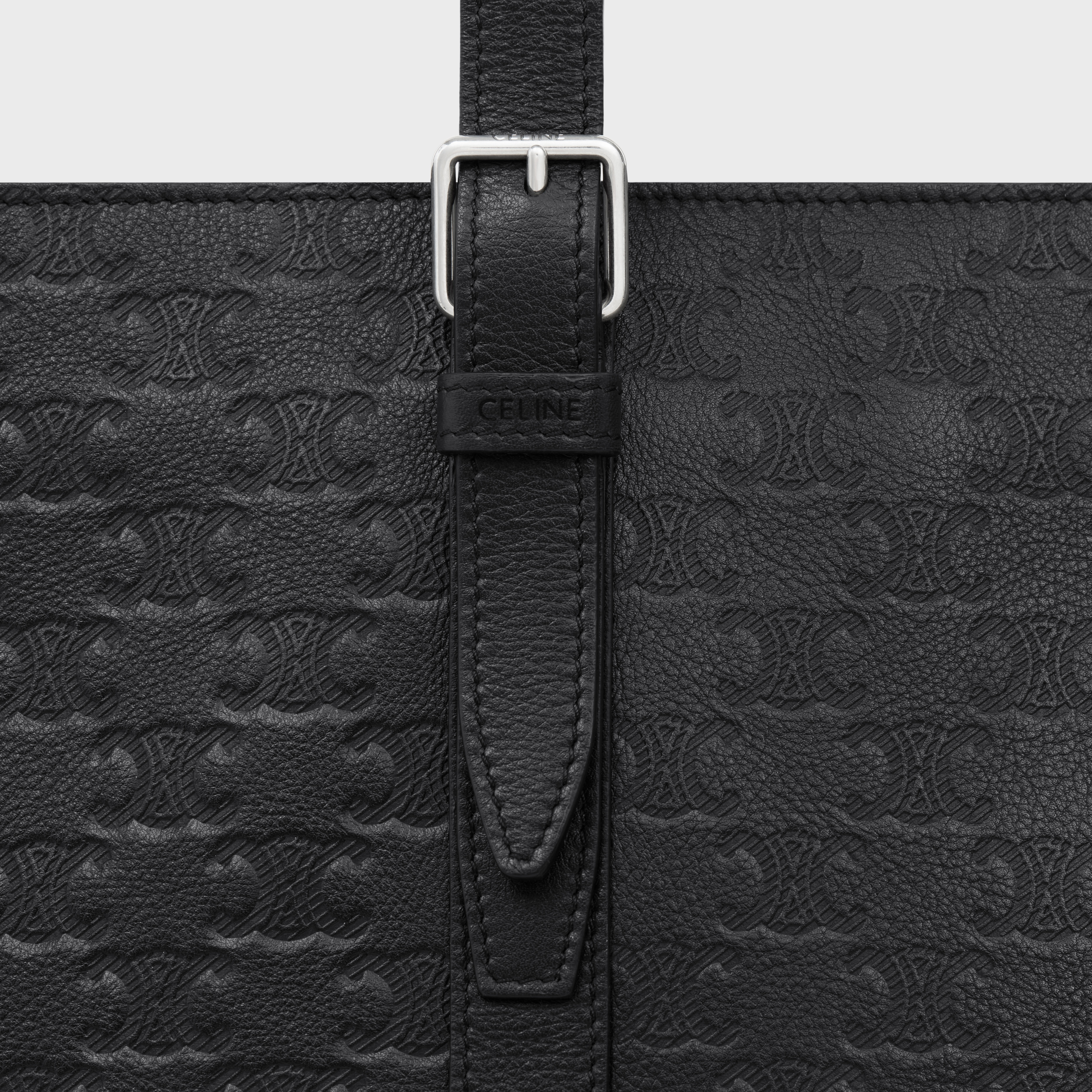 CABAS WITH BUCKLE in Calfskin with triomphe embossed - 4
