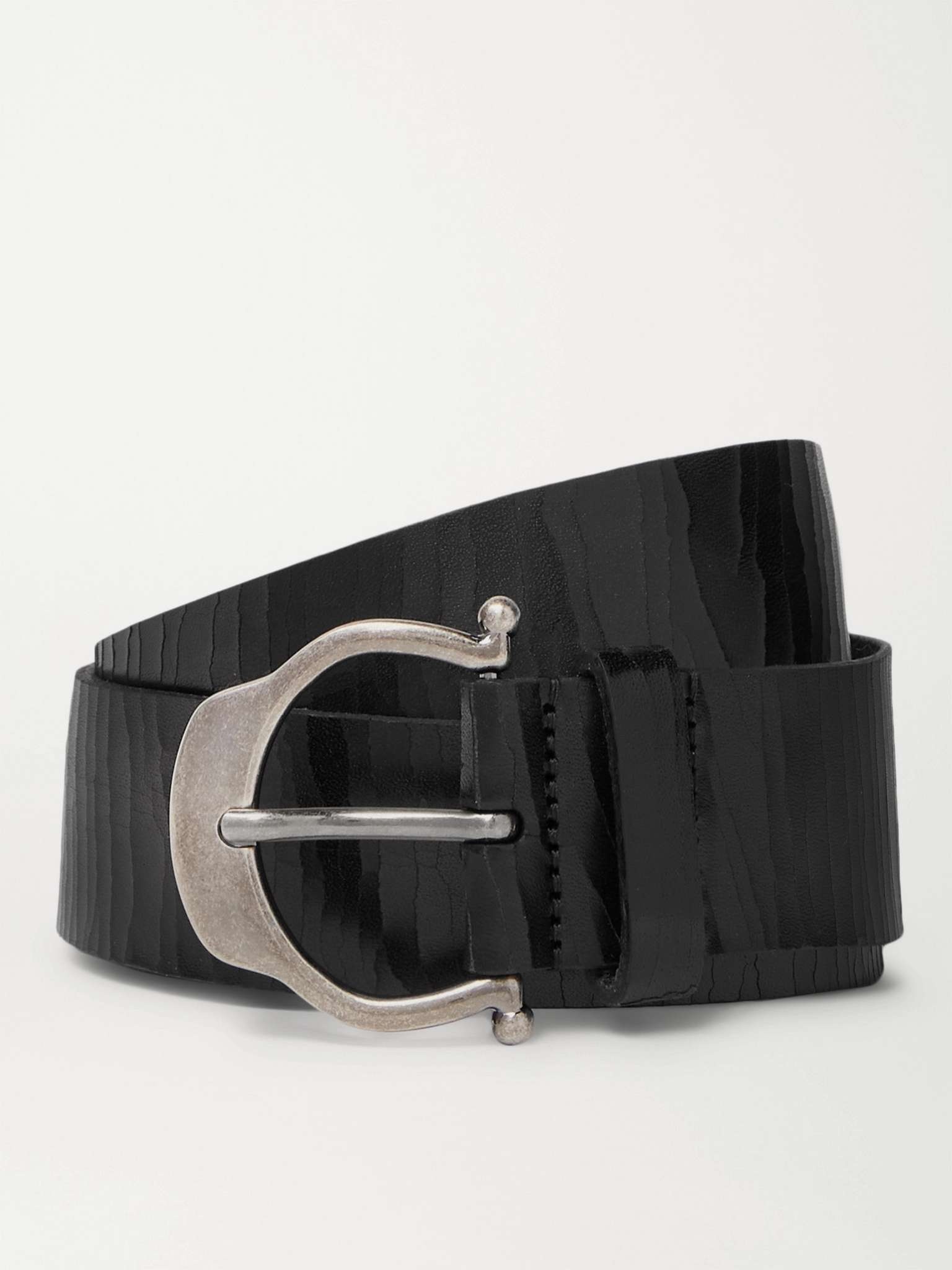 3.5cm Cracked-Leather Belt - 1