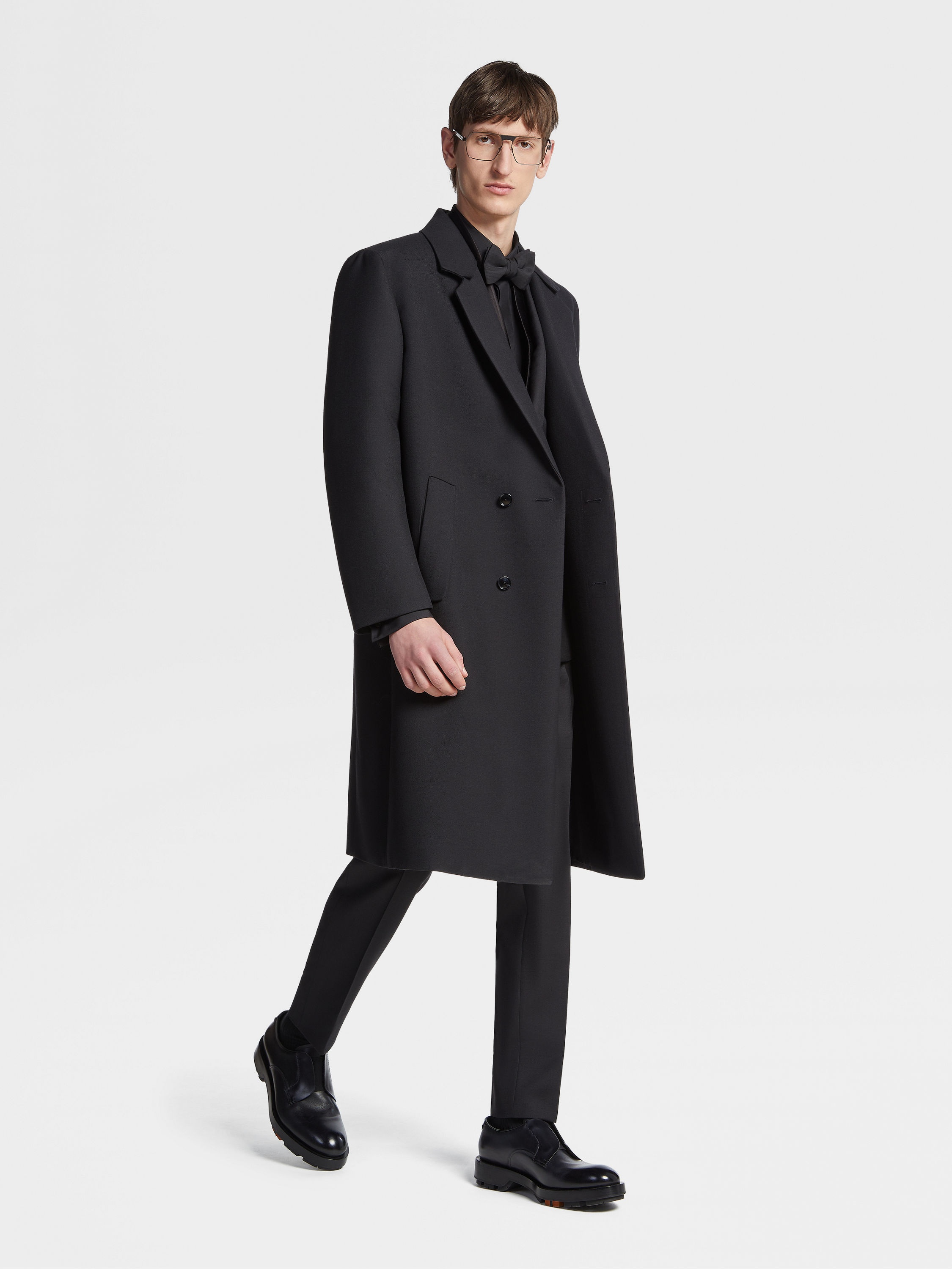 BLACK WOOL AND MOHAIR EVENING PANTS - 6