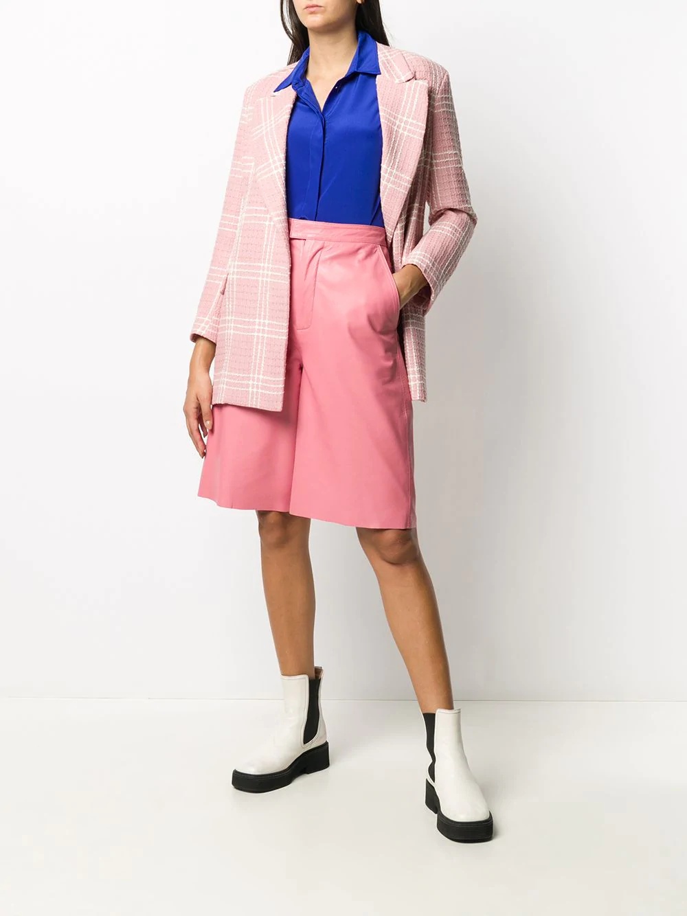 peaked lapel checked blazer - 2