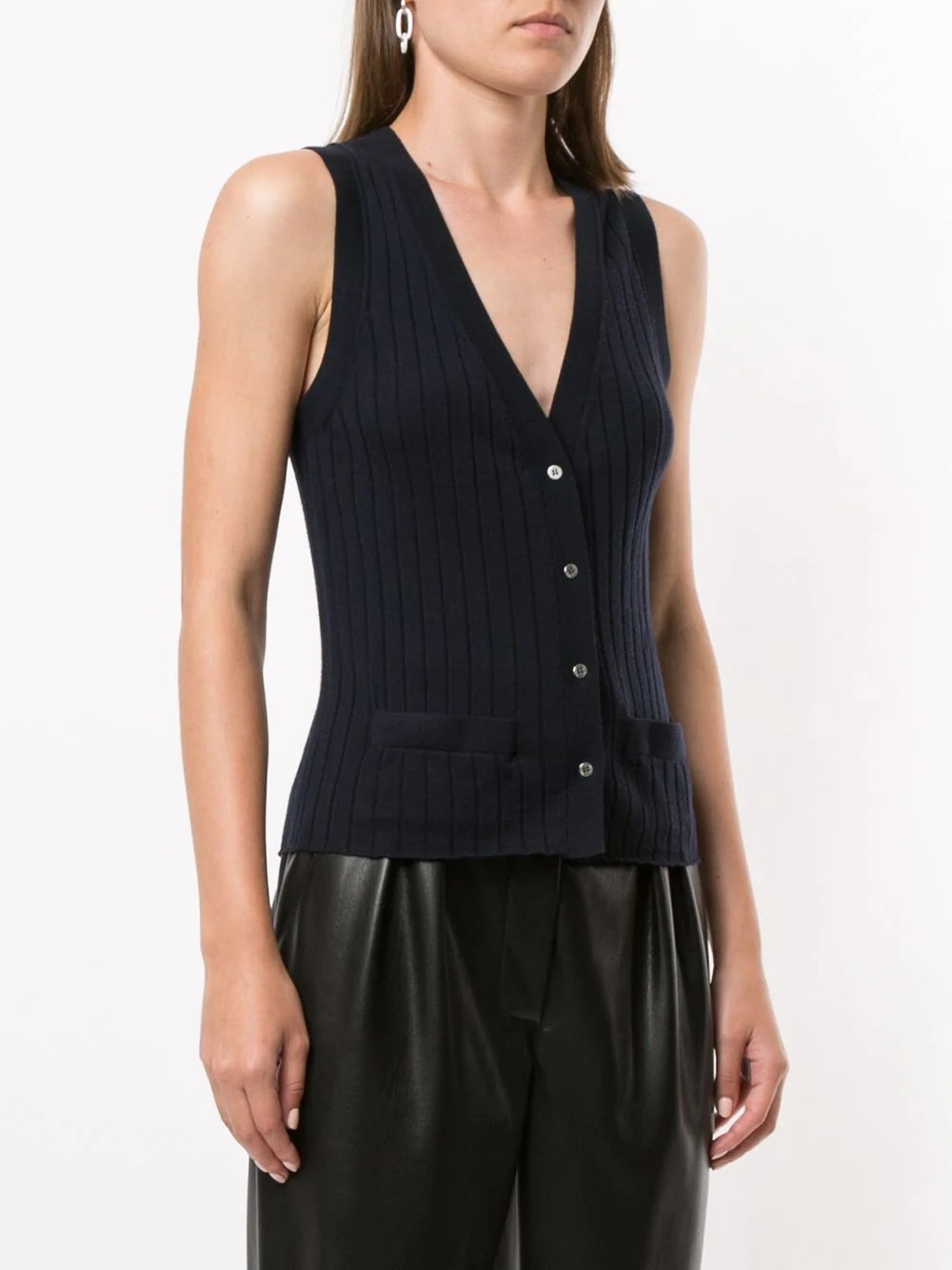 sleeveless knit vest top - 3