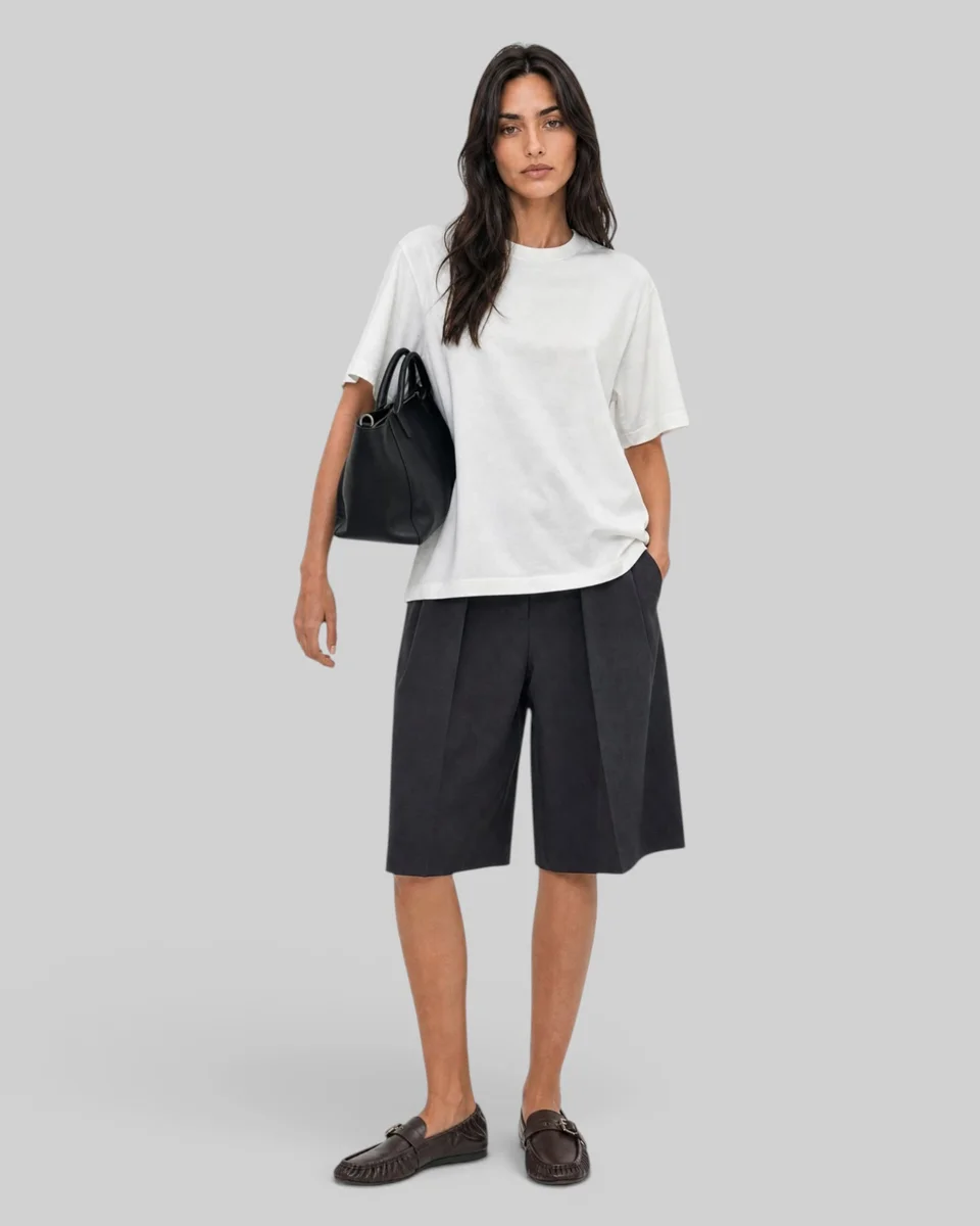 WHITE COTTON CREW-NECK T-SHIRT - 1