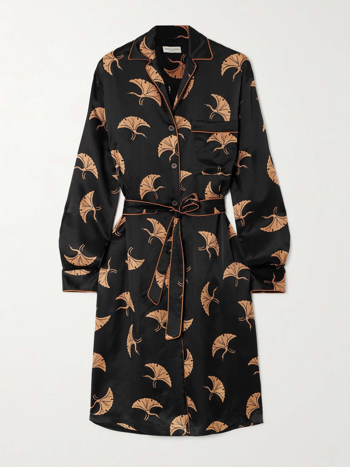 Belted printed silk shirt dress - 1