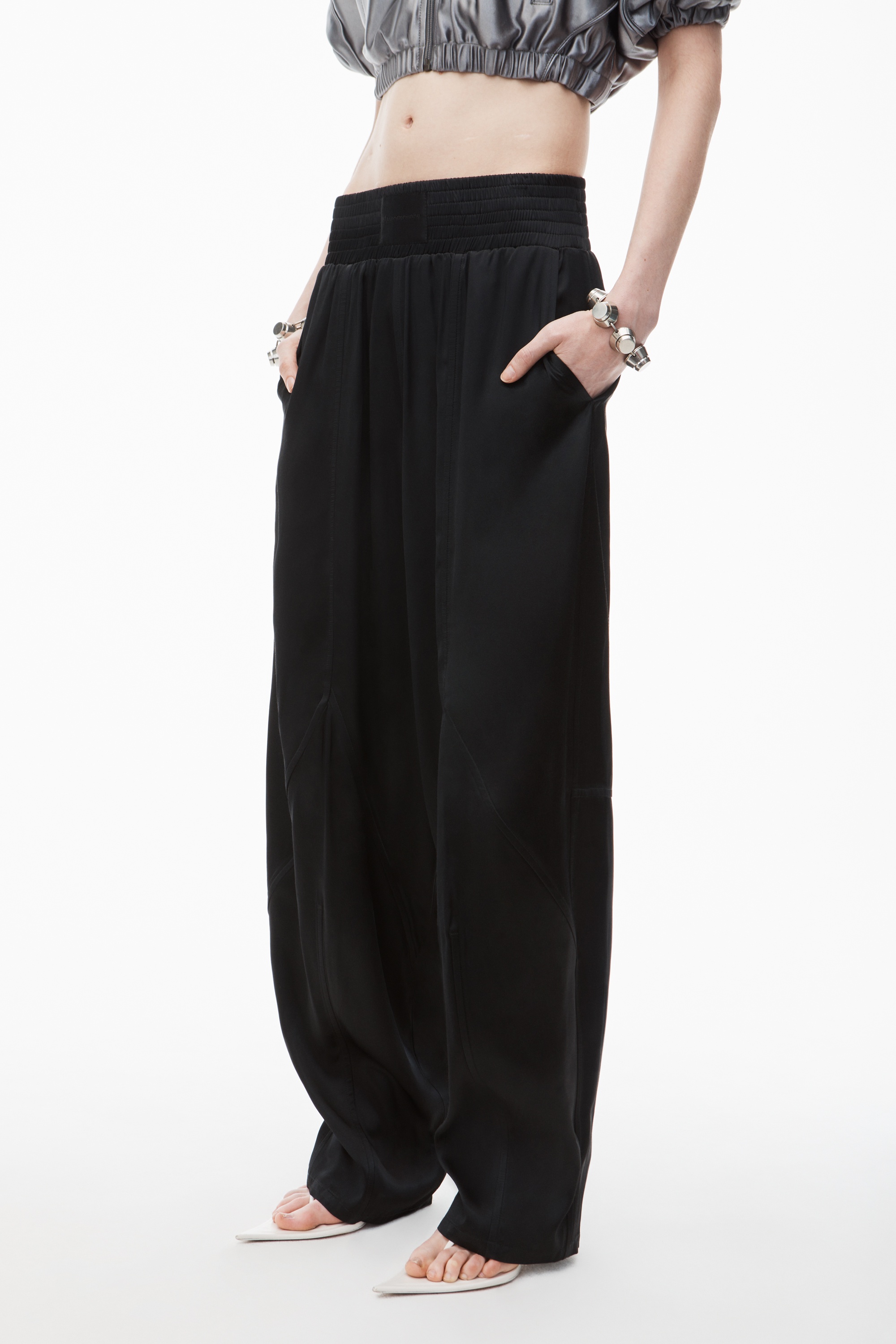 wide leg pant in satin jersey - 3