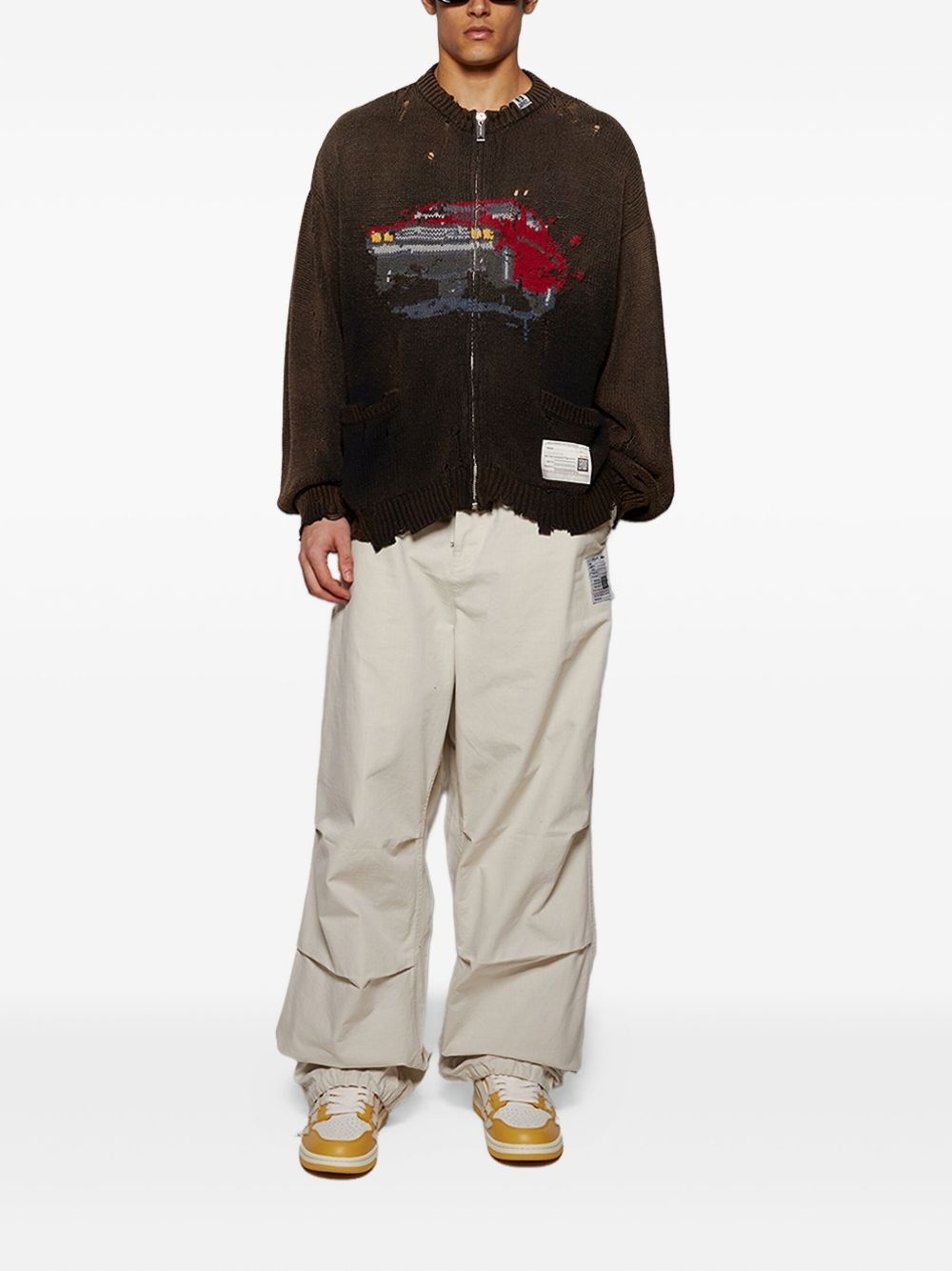 Car distresses cardigan - 2