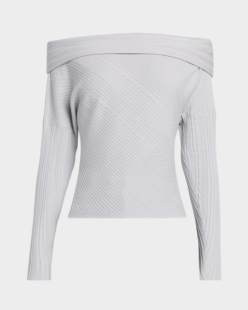Eboni Cable-Knit Off-The-Shoulder Sweater 1