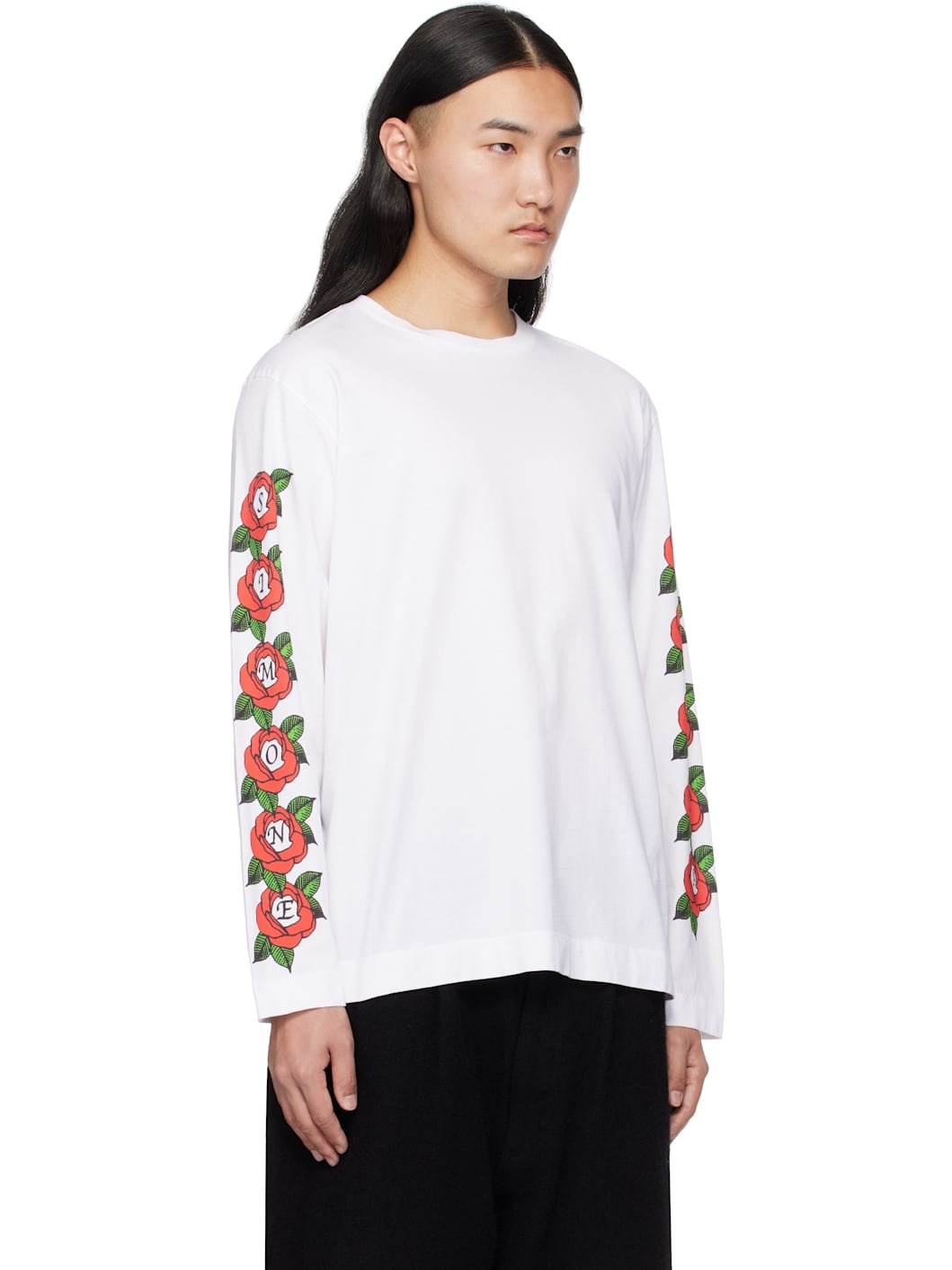 White Cluster Rose Logo Print T-shirt - 2