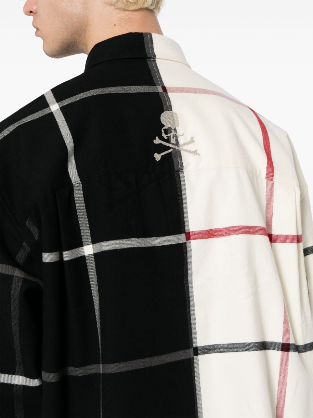 panelled check-pattern shirt - 5