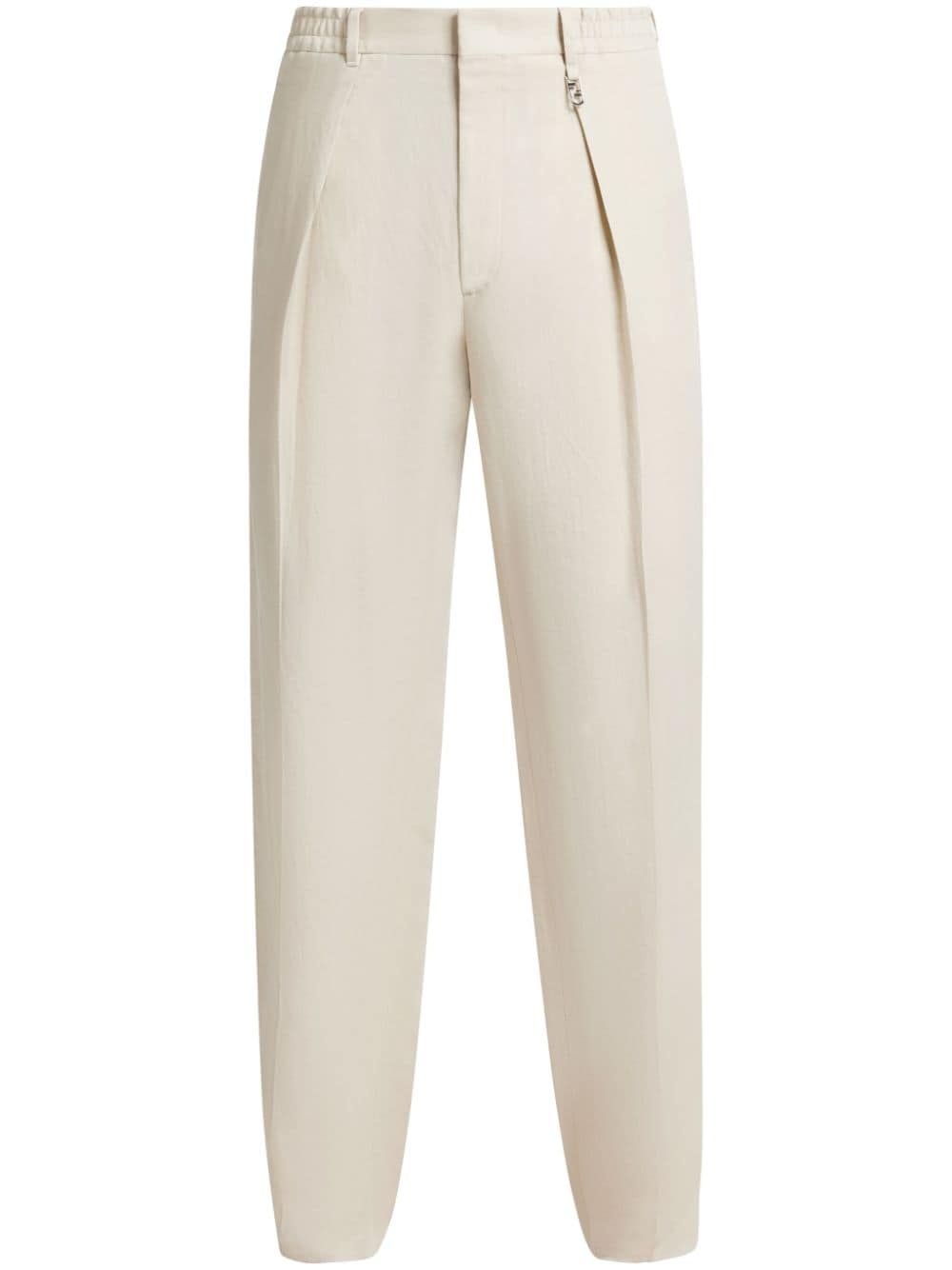 pintuck-detail straight-leg trousers - 1