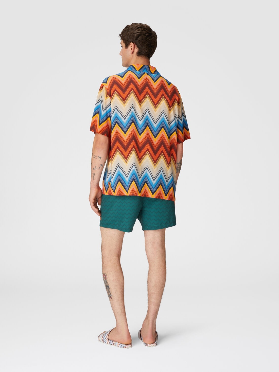 Viscose bowling shirt with macro zigzag and breast pocket - 3