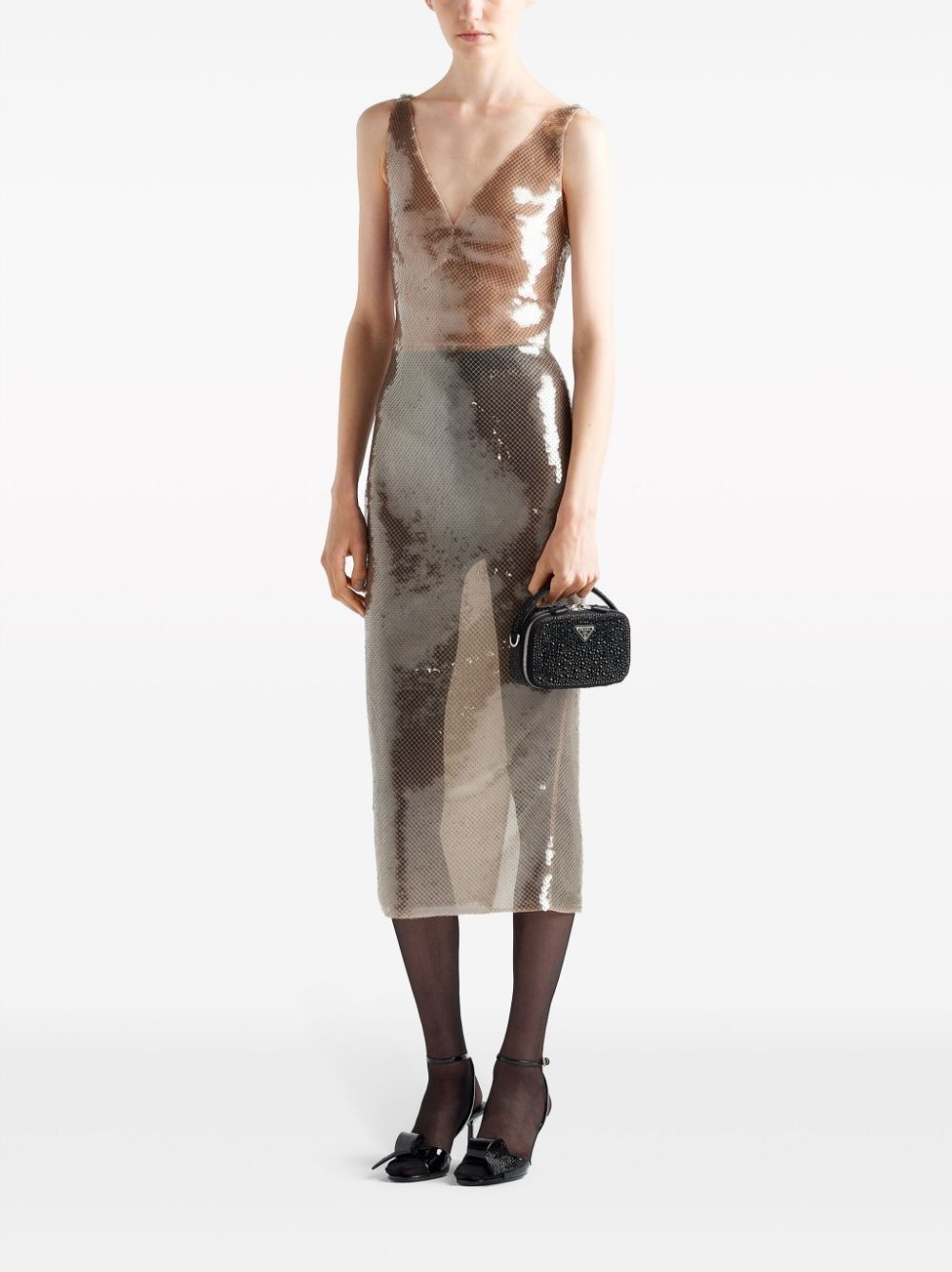embroidered tulle midi dress - 2
