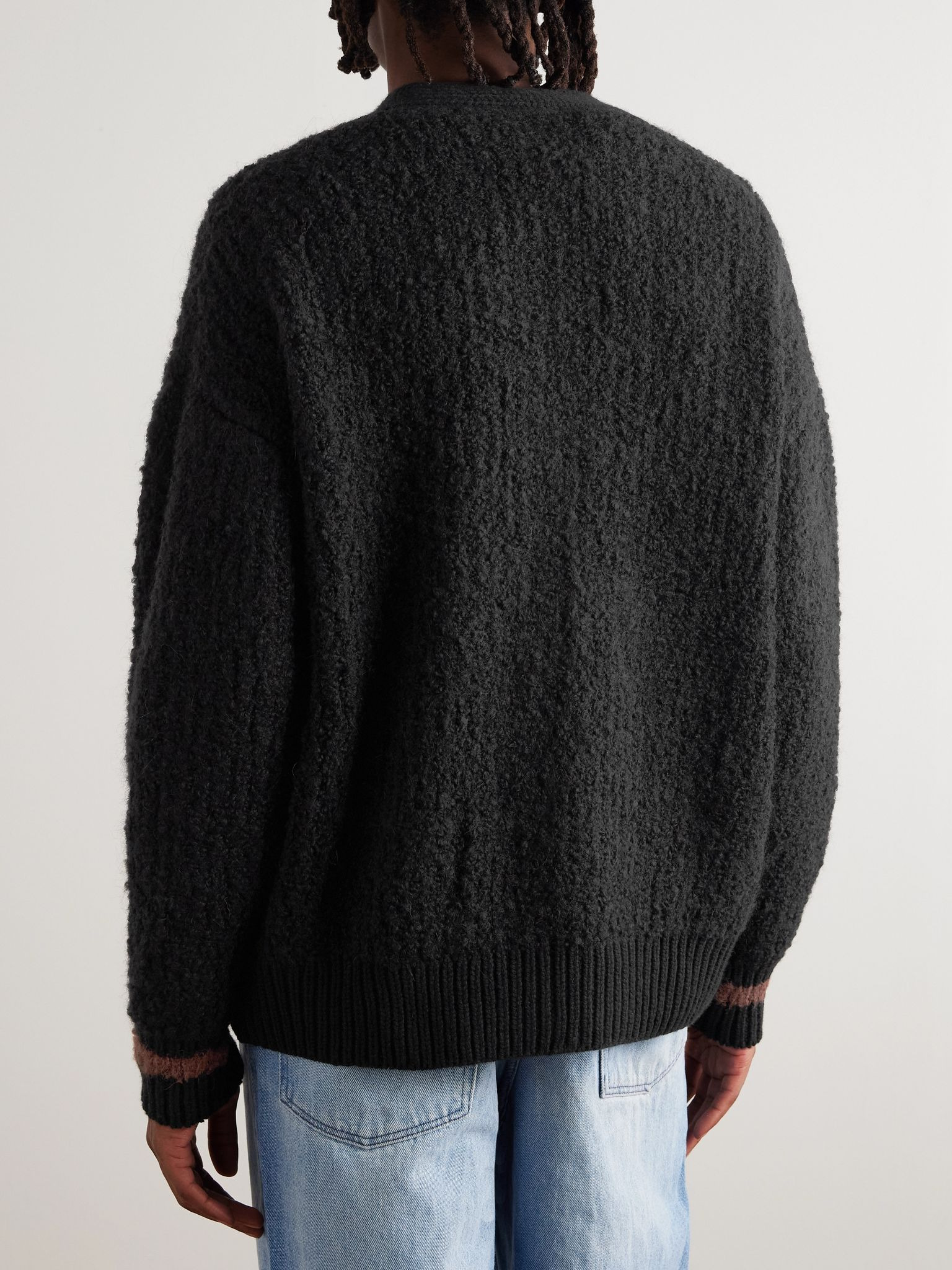 Ribbed-Knit Virgin Wool-Blend Cardigan Black - 4