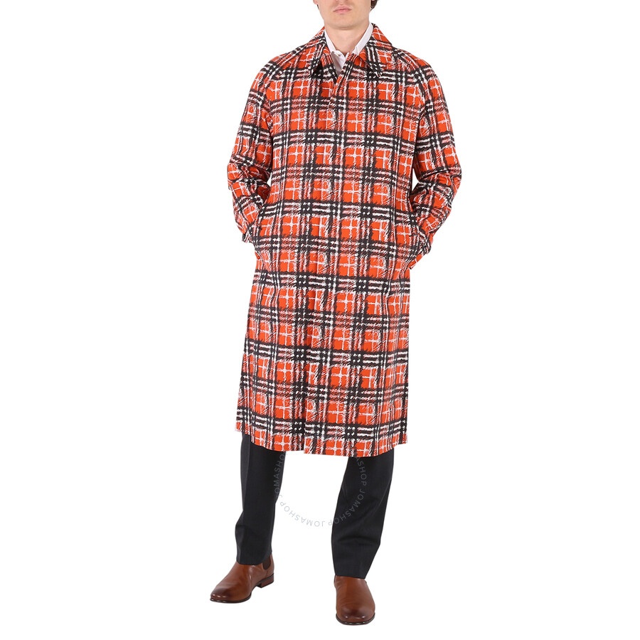 Burberry Scribble Check Cotton Car Coat In Bright Military Red - 3