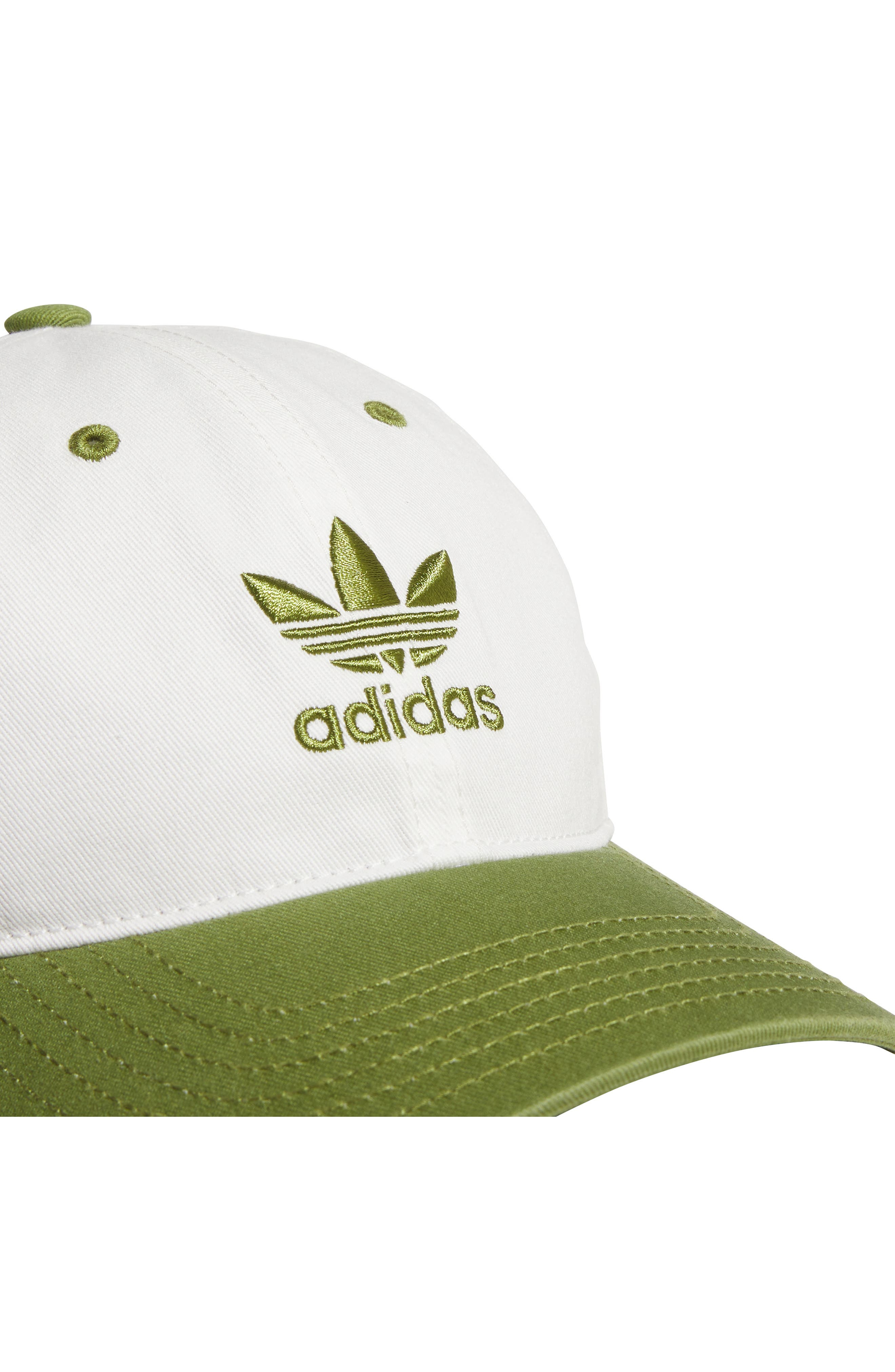 adidas Trefoil Embroidered Baseball Cap in Off White/Tech Olive at Nordstrom - 4