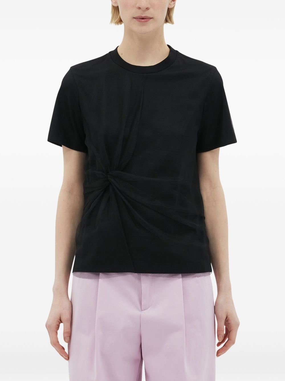 gathered cotton t-shirt - 3