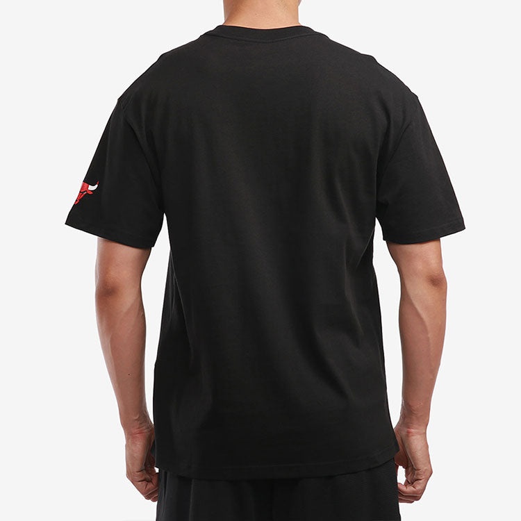 Air Jordan NBA Chicago Bulls Alphabet Printing Basketball Sports Round Neck Short Sleeve Black DA650 - 4