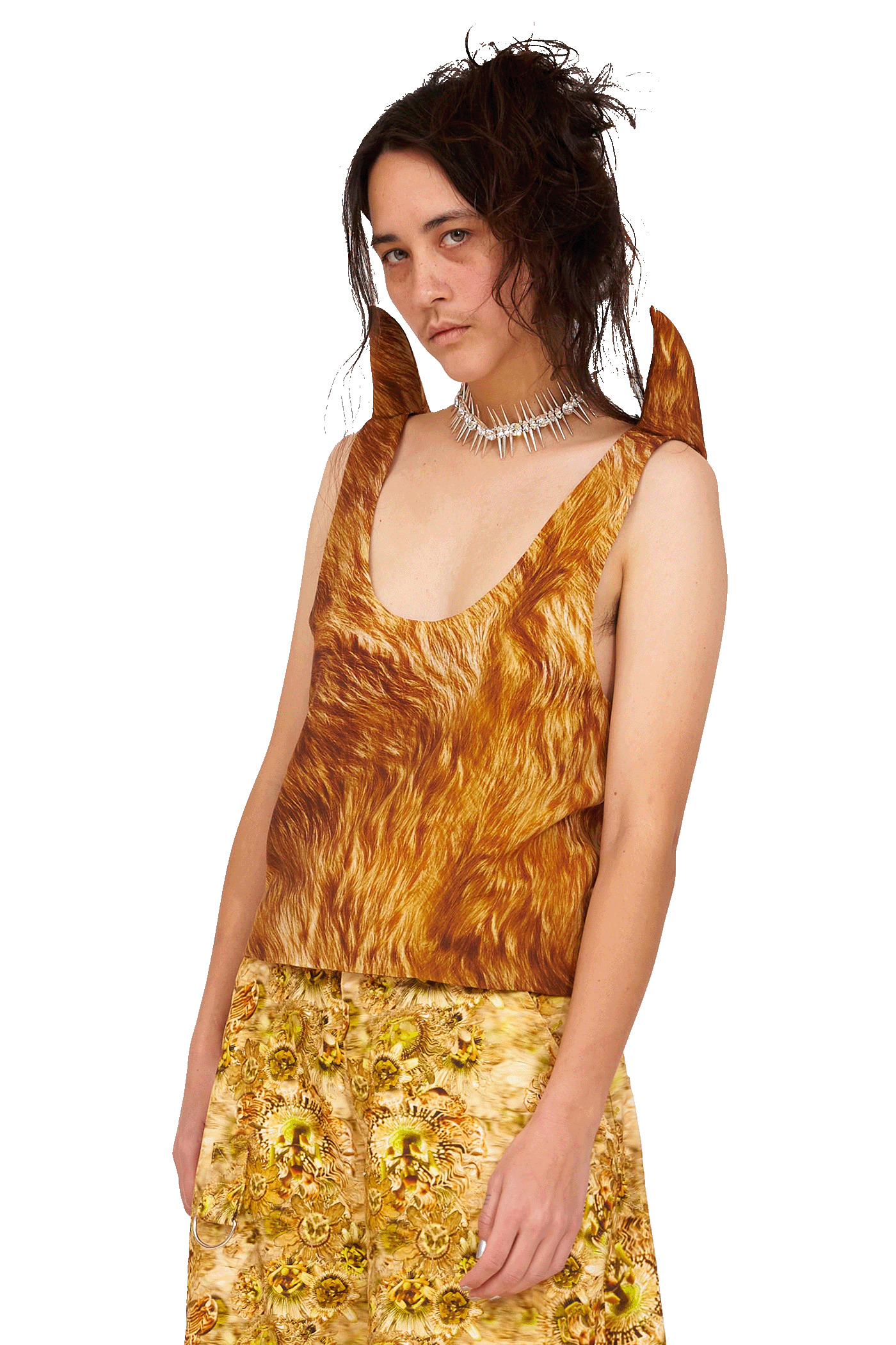 BROWN FUR HORN TANK - 3