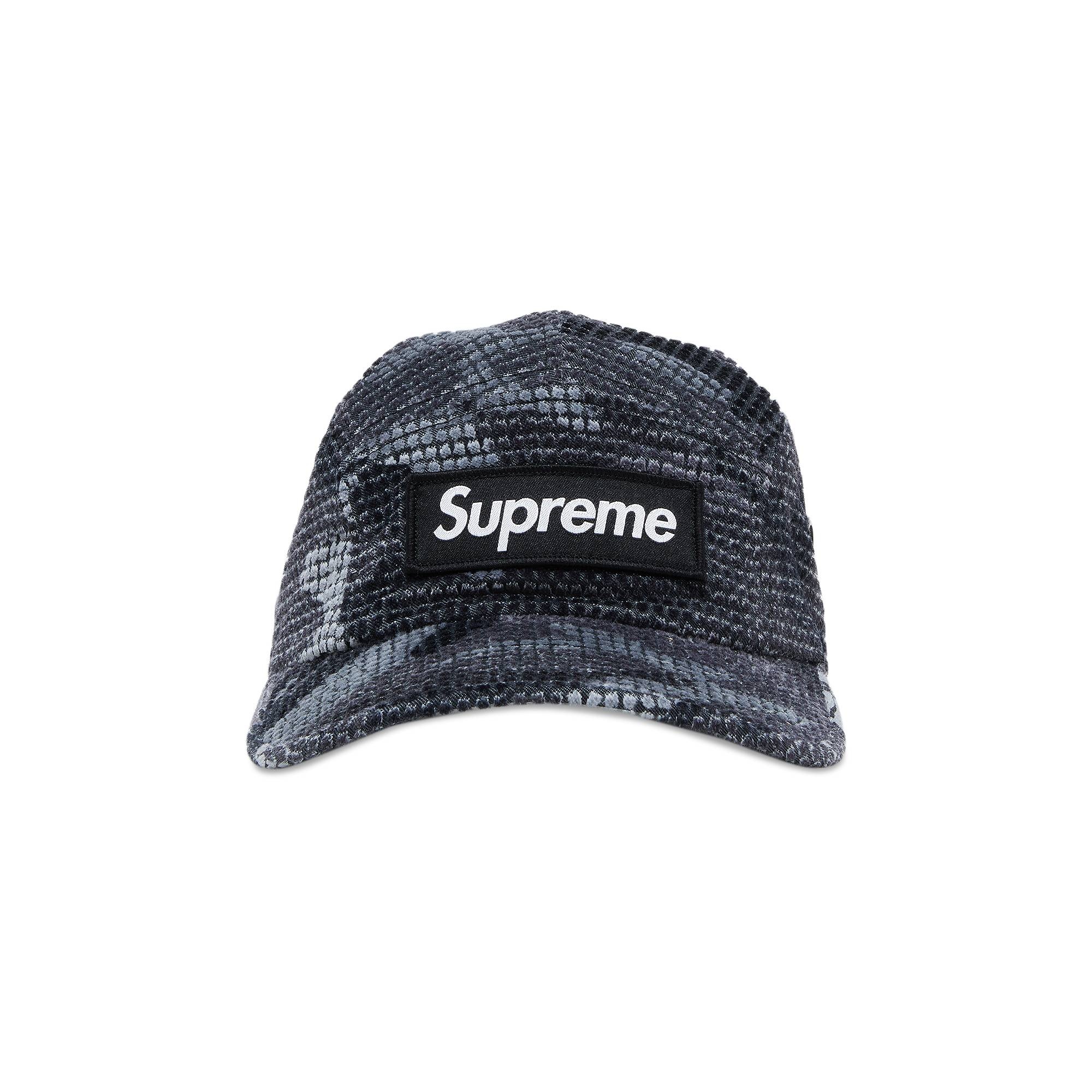 Supreme Camo Grid Velvet Camp Cap 'Black Camo' - 1