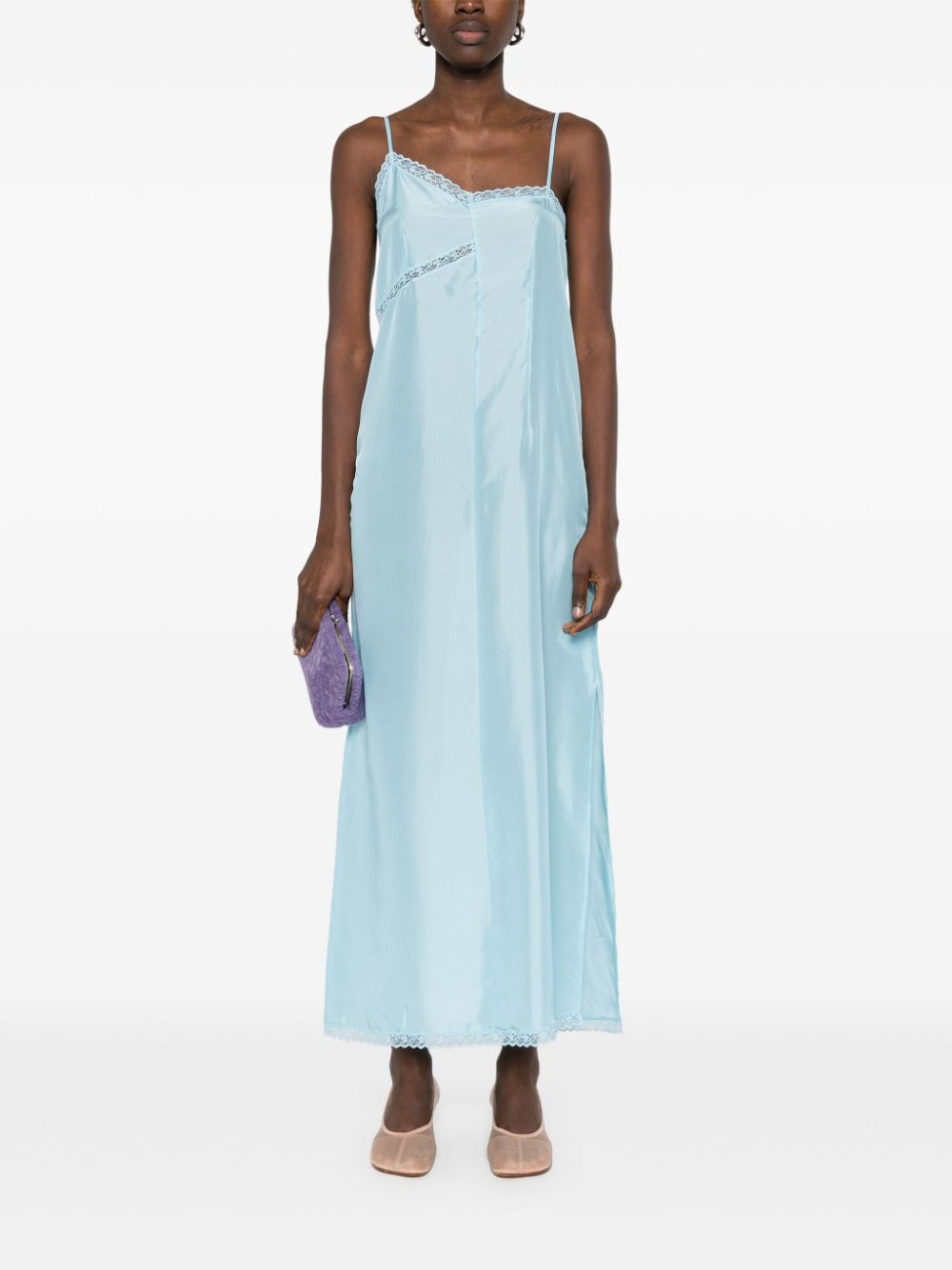 asymmetric silk maxi dress - 2