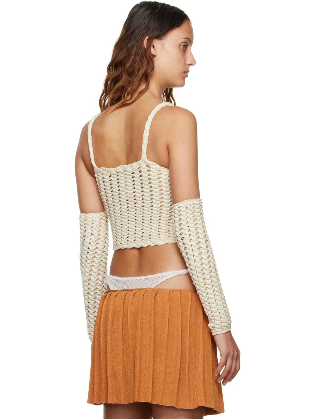 Beige Cutout Tank Top - 3