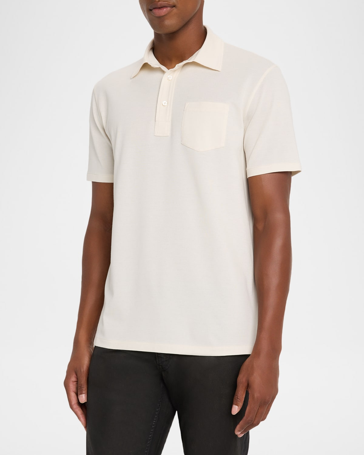 Men's Cotton and Cashmere Pique Pocket Polo Shirt - 4