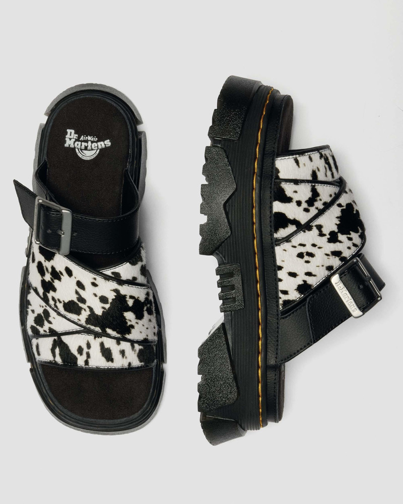 Dr. Martens Mattison Slide Dalmatian Hair On Leather Sandals outlook