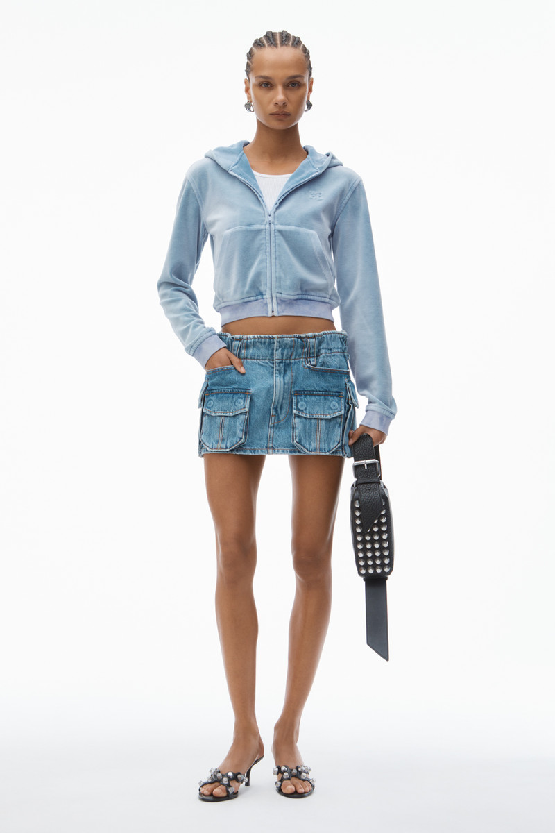 Shrunken Zip-Up Hoodie in Crushed Velour 6