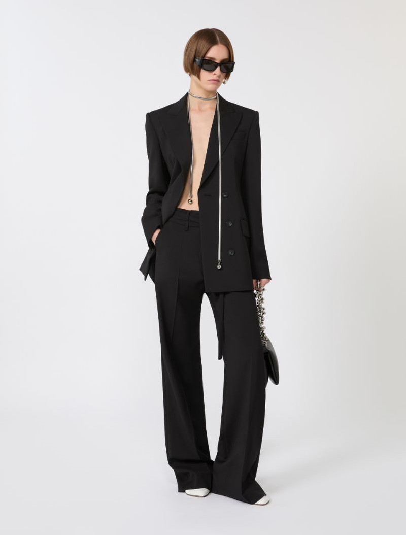 Sportmax Flared stretch woollen cloth trousers - black outlook