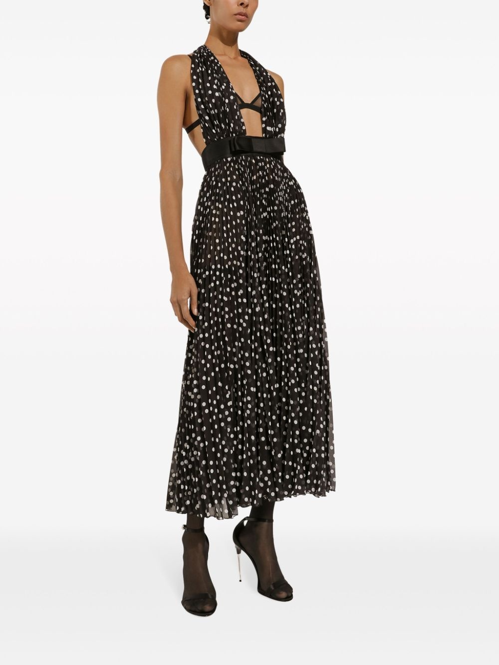 polka dot-print halterneck dress - 2