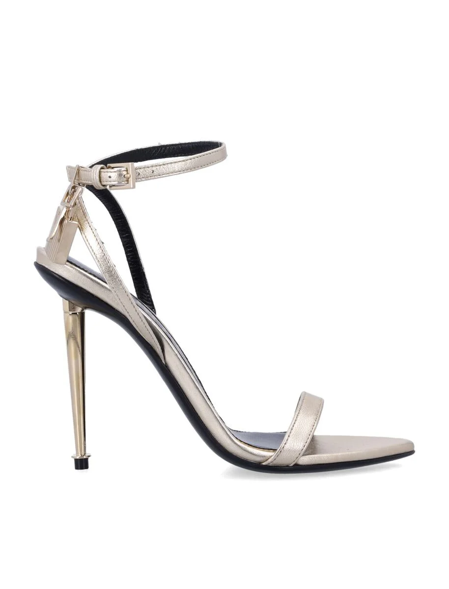 Tom Ford Laminated Nappa Padlock Pointy Naked Sandal - 1