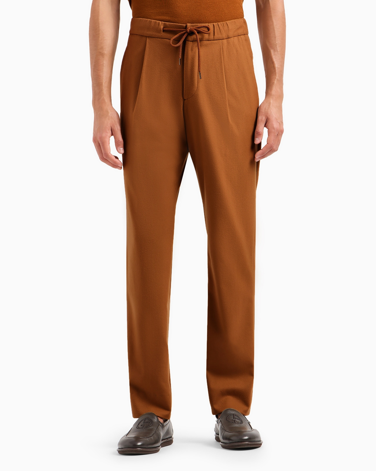 GIORGIO ARMANI VICUÑA ONE-PLEAT TROUSERS IN PURE VICUÑA CHEVRON FABRIC - 4