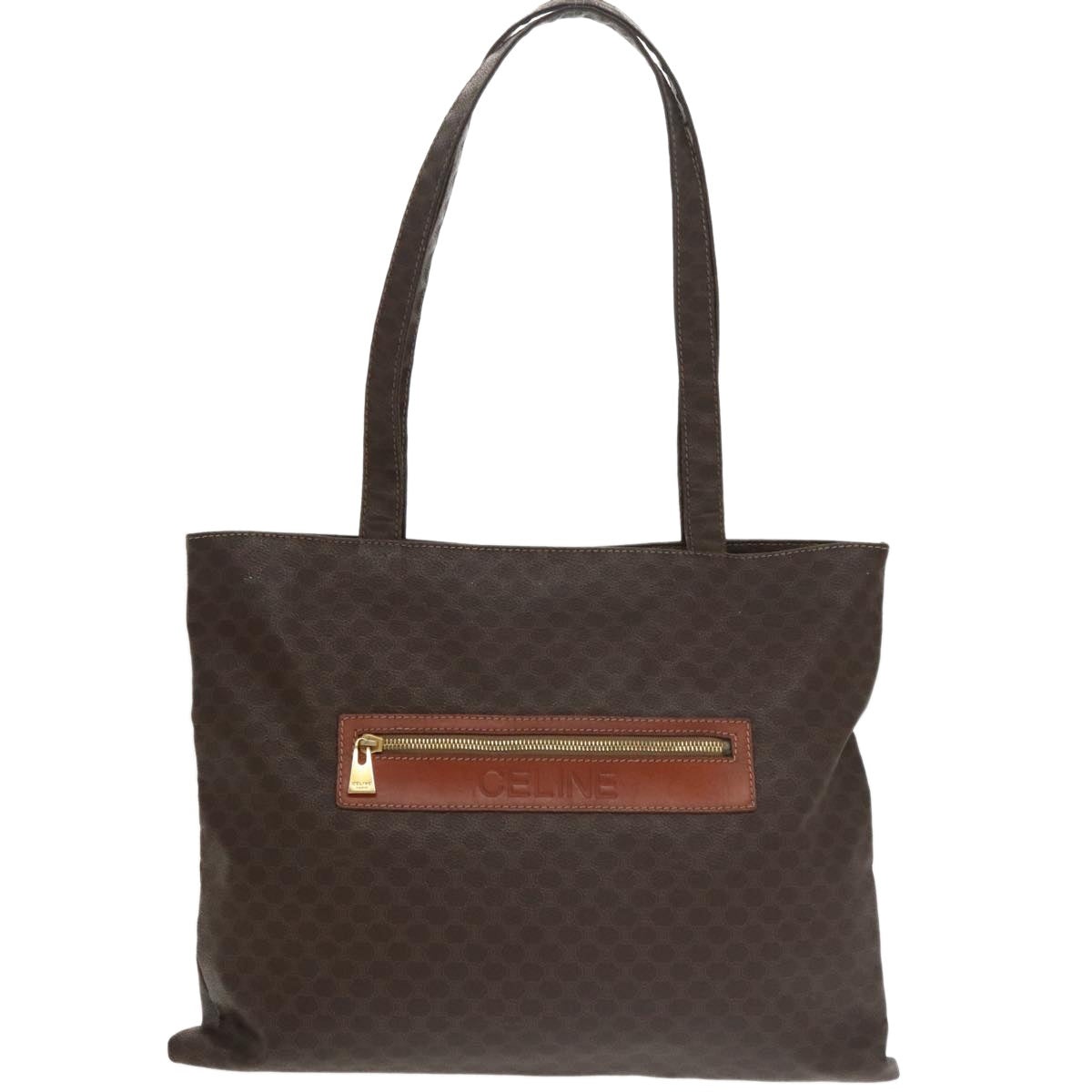 CELINE Macadam Canvas Tote Bag Pvc Leather Brown Gold - 2