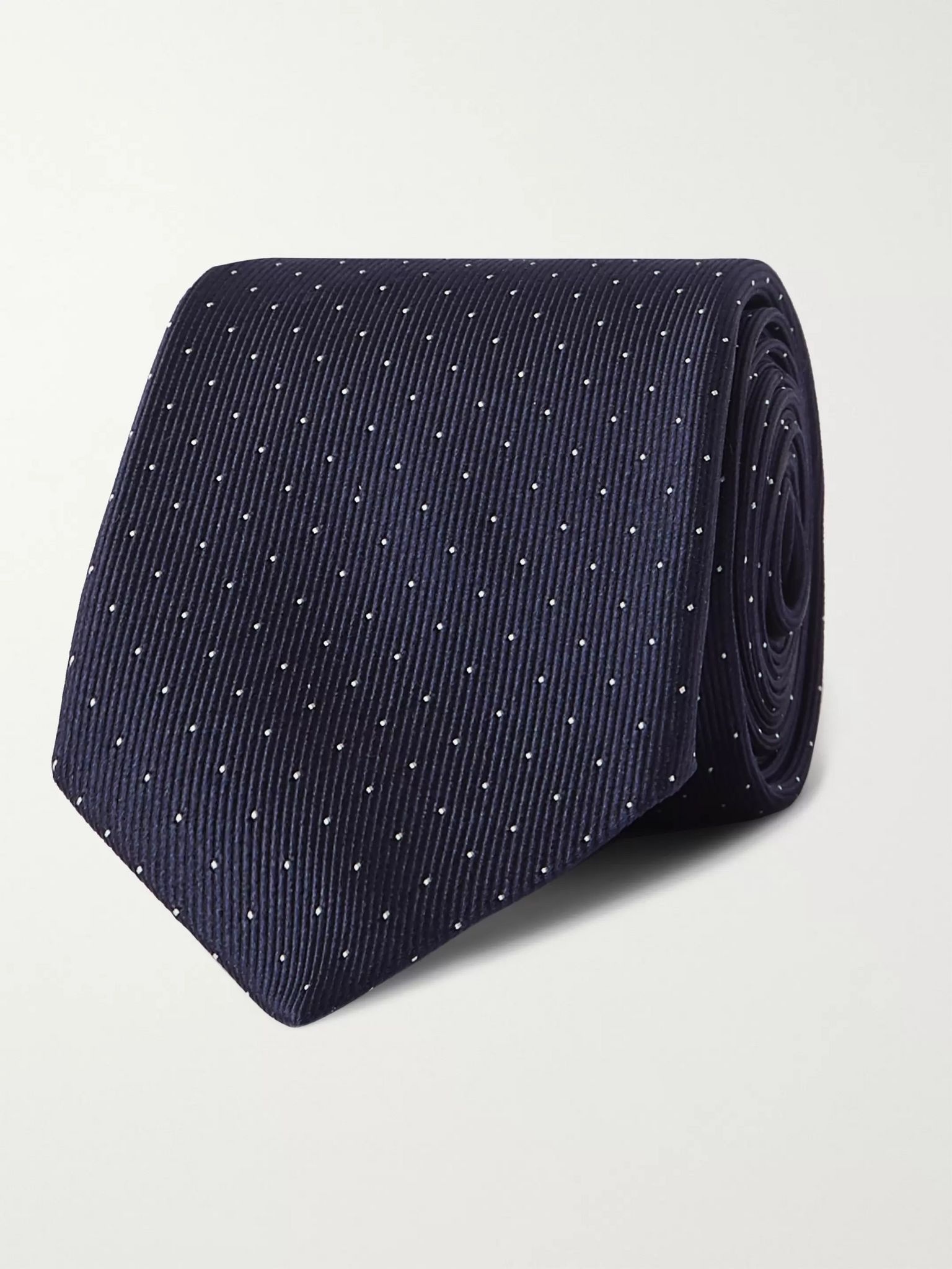 6cm Pin-Dot Mulberry Silk-Twill Tie - 1