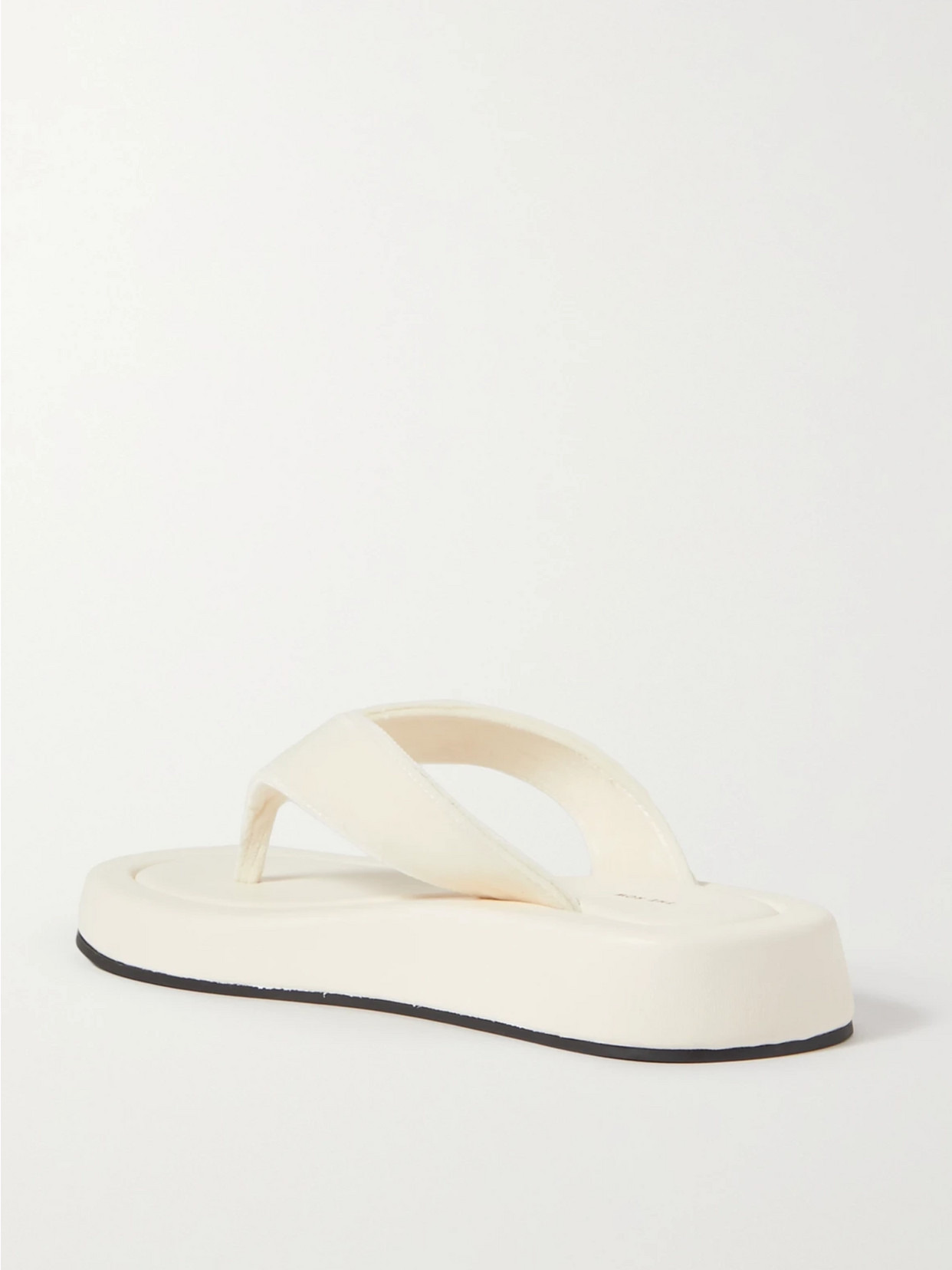 Ginza Leather And Velvet Platform Flip Flops - 3