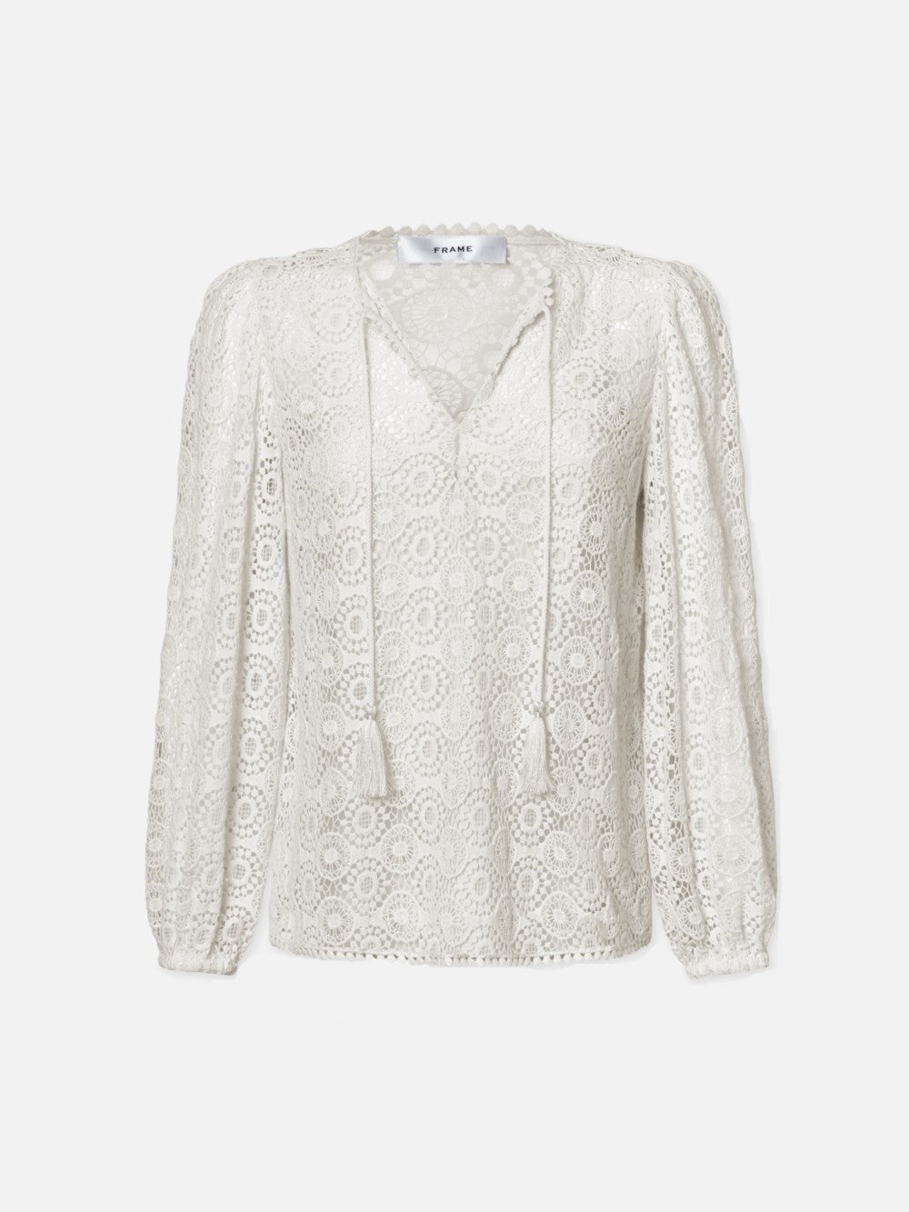 Lace Tassel Popover in Cream - 1