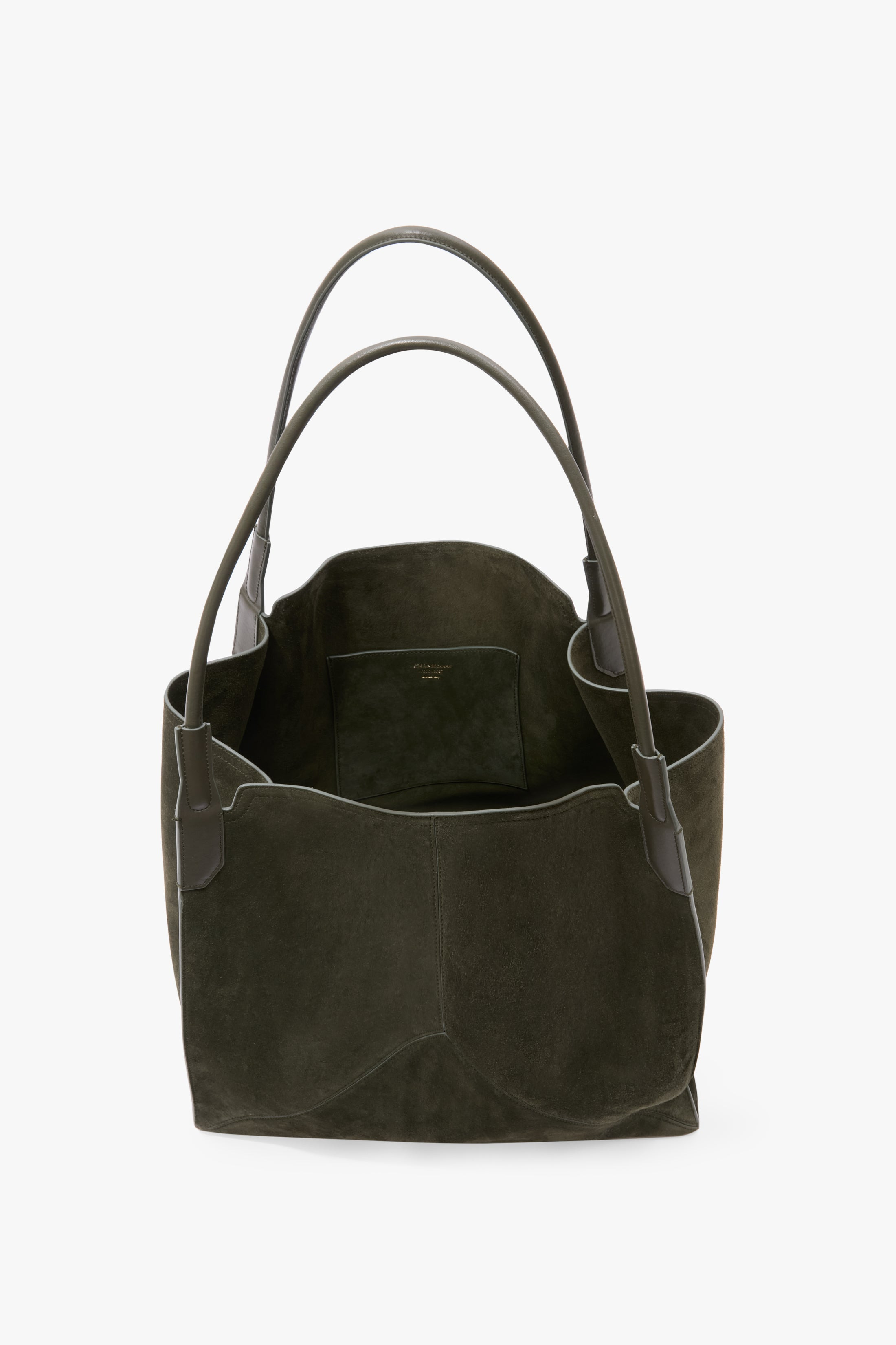 Large Victoria Tote In Dark Olive Suede - 5