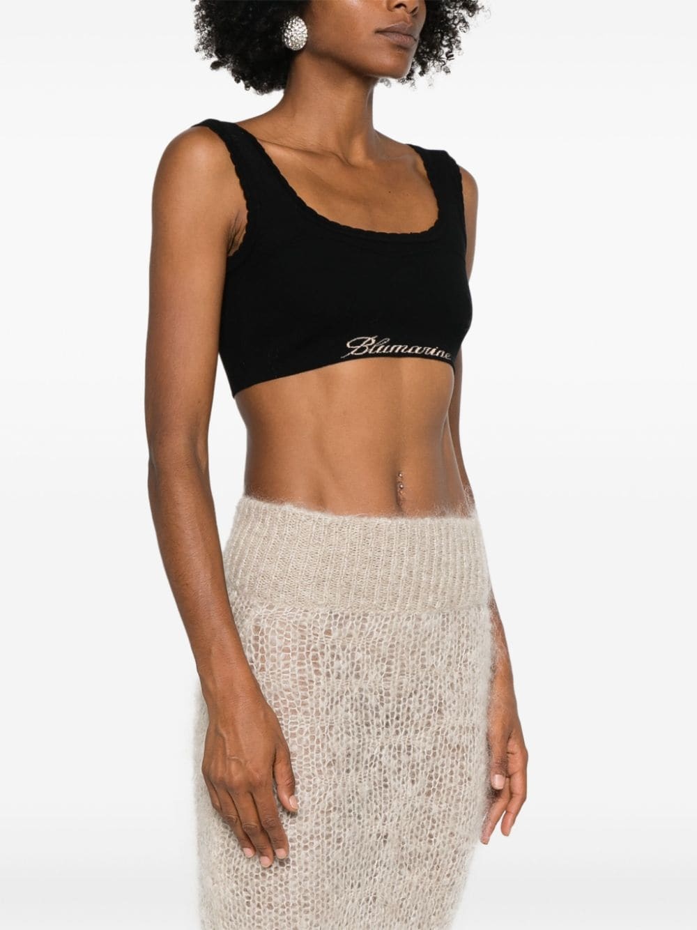 logo-jacquard crop top - 3