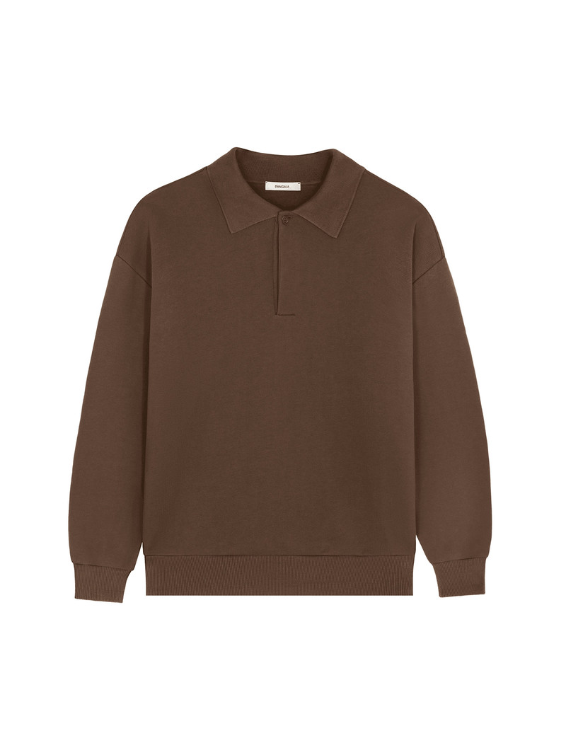 Mens DNA Heavyweight Polo Sweatshirt - Cacoa Brown 1
