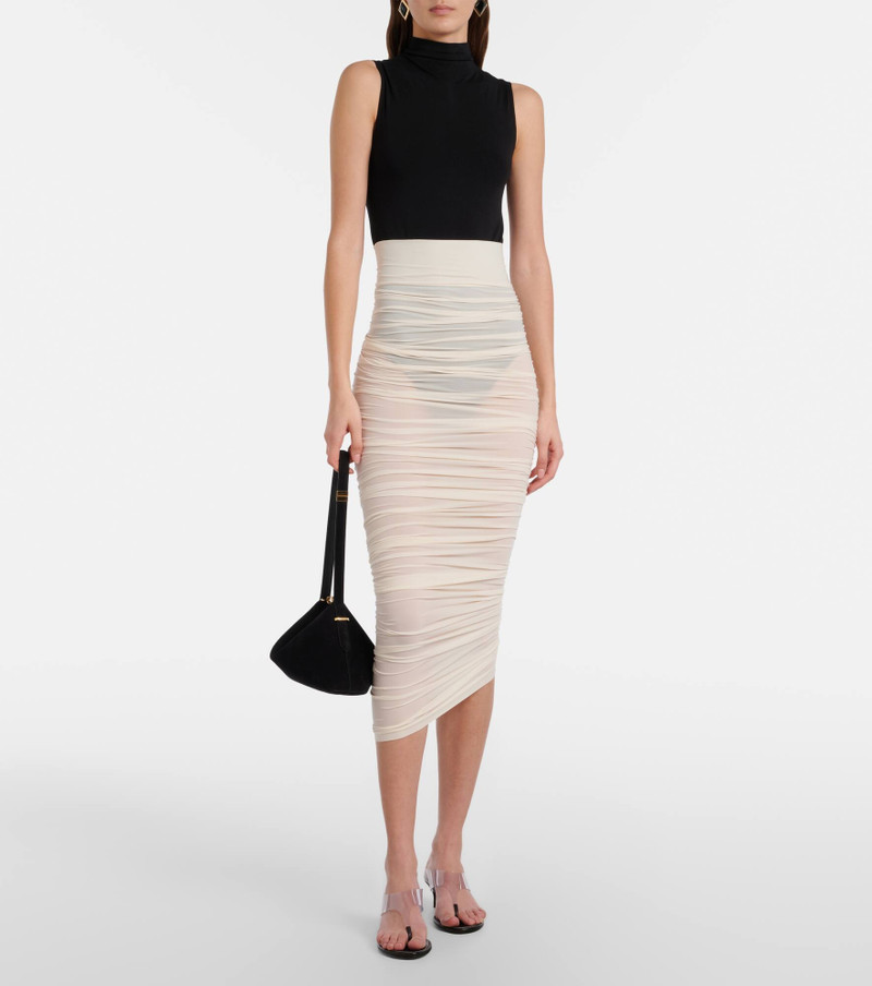 Wolford Draped sheer high-rise midi skirt outlook