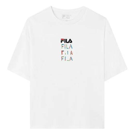 (WMNS) FILA Embroidered Logo Round Neck Sports Short Sleeve White F11W133195F-WT - 1