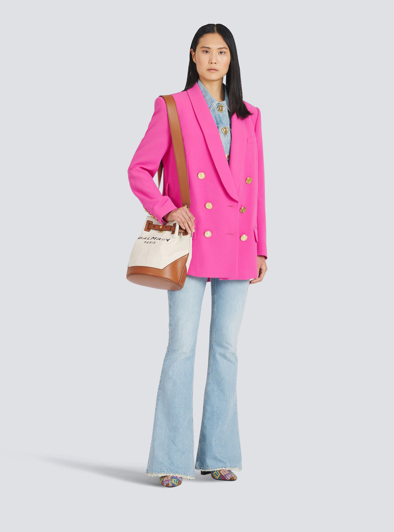 Balmain Double-breasted fuchsia eco-designed blazer outlook