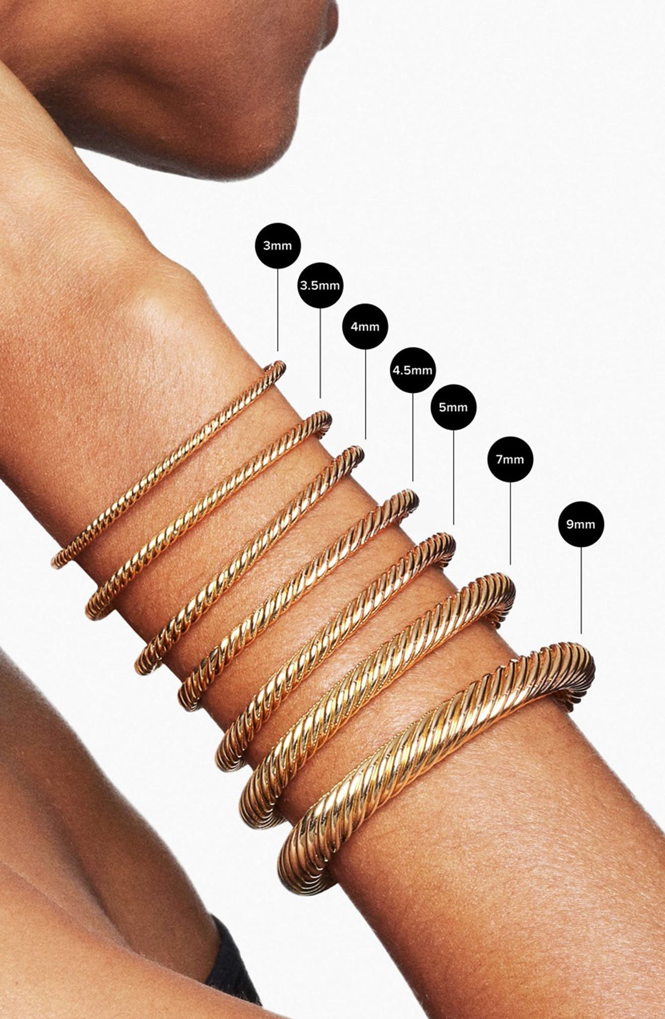 David Yurman Classic Cablespira® Bracelet in 18K Gold with Diamonds, 3mm in 18K Yellow Gold/Blue Top - 3
