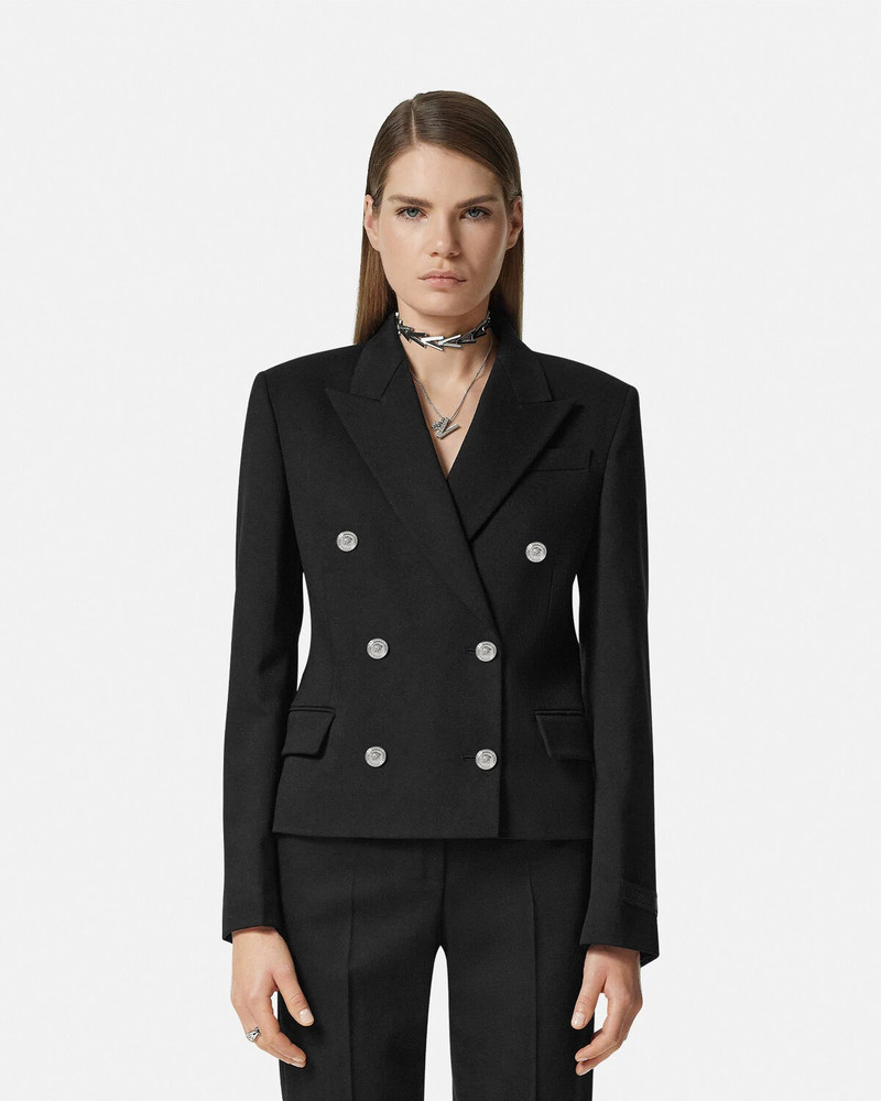 Crop Double-Breasted Wool Blazer 4