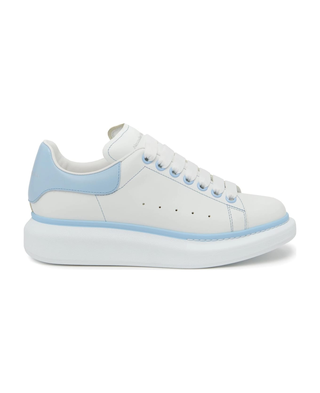 White Oversized Sneakers With Powder Blue Details - 1